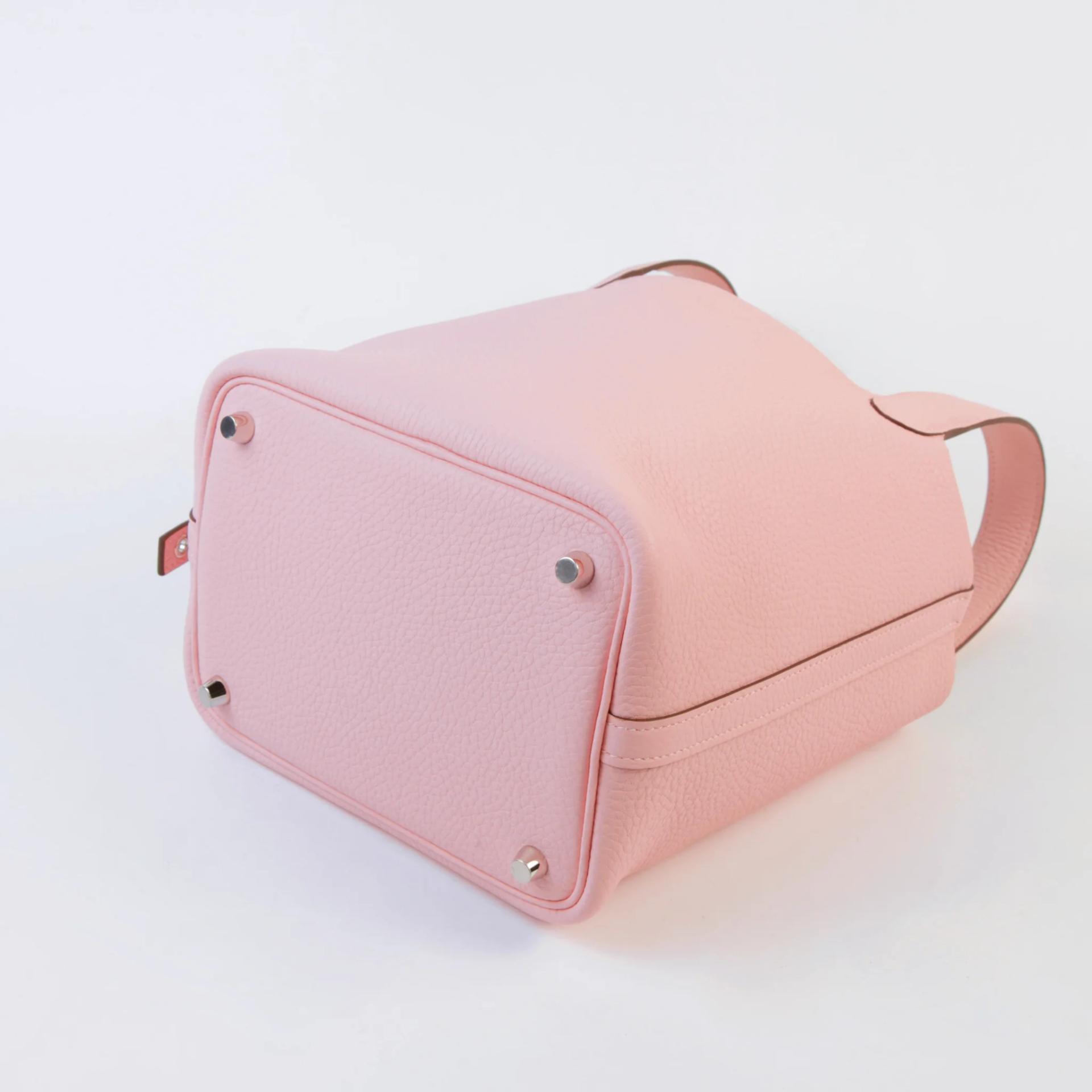 Brand New ( Rank N ) HERMÈS Picotin Lock PM Rose Sakura (3Q) Clemence Palladium hardware G (2026) - 9