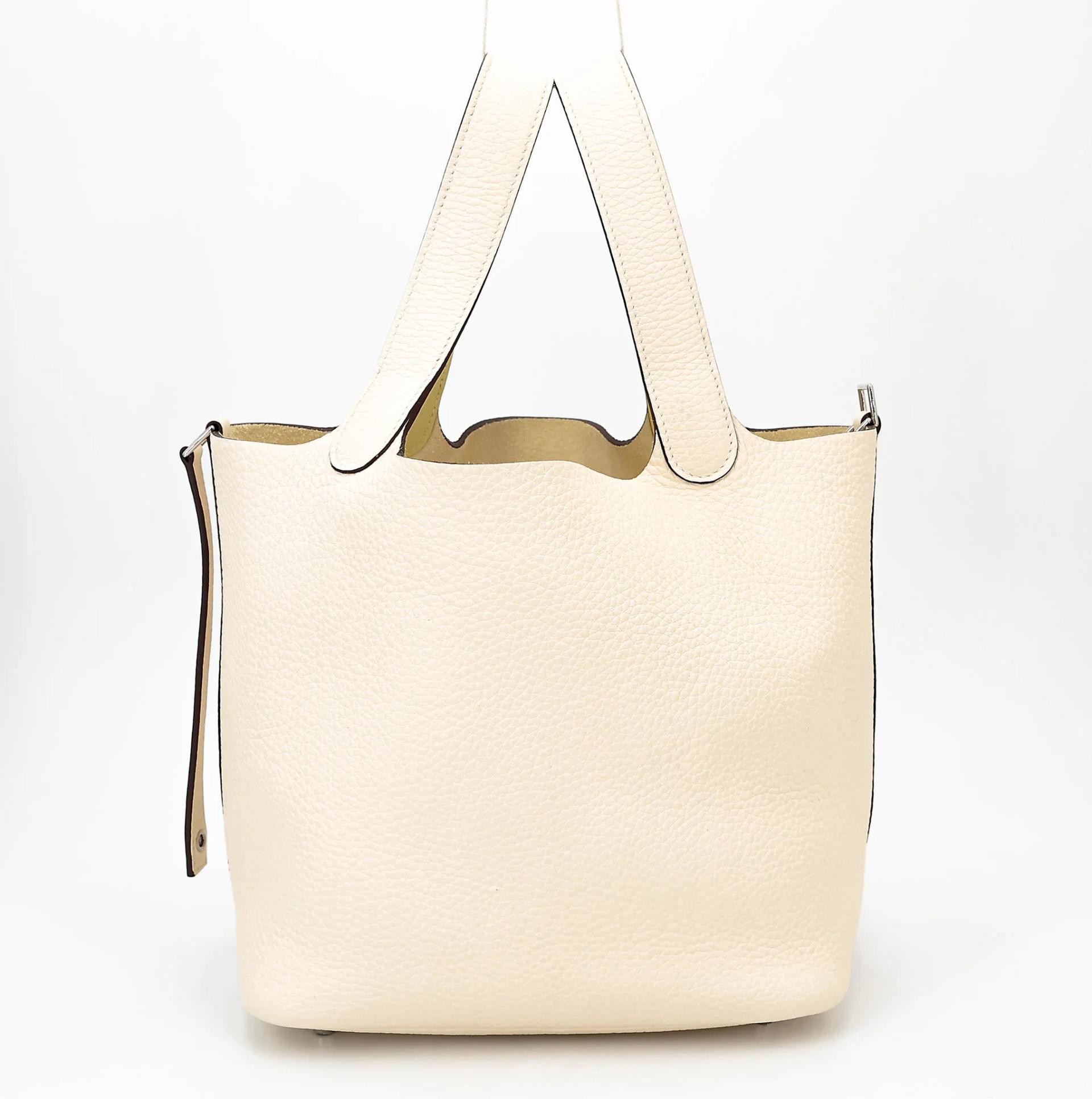 Very Good ( Rank A) HERMÈS Picotin Lock MM Nata (I2) Jaune Poussin (1Z) Clemence Palladium hardware Z (2021) - 5