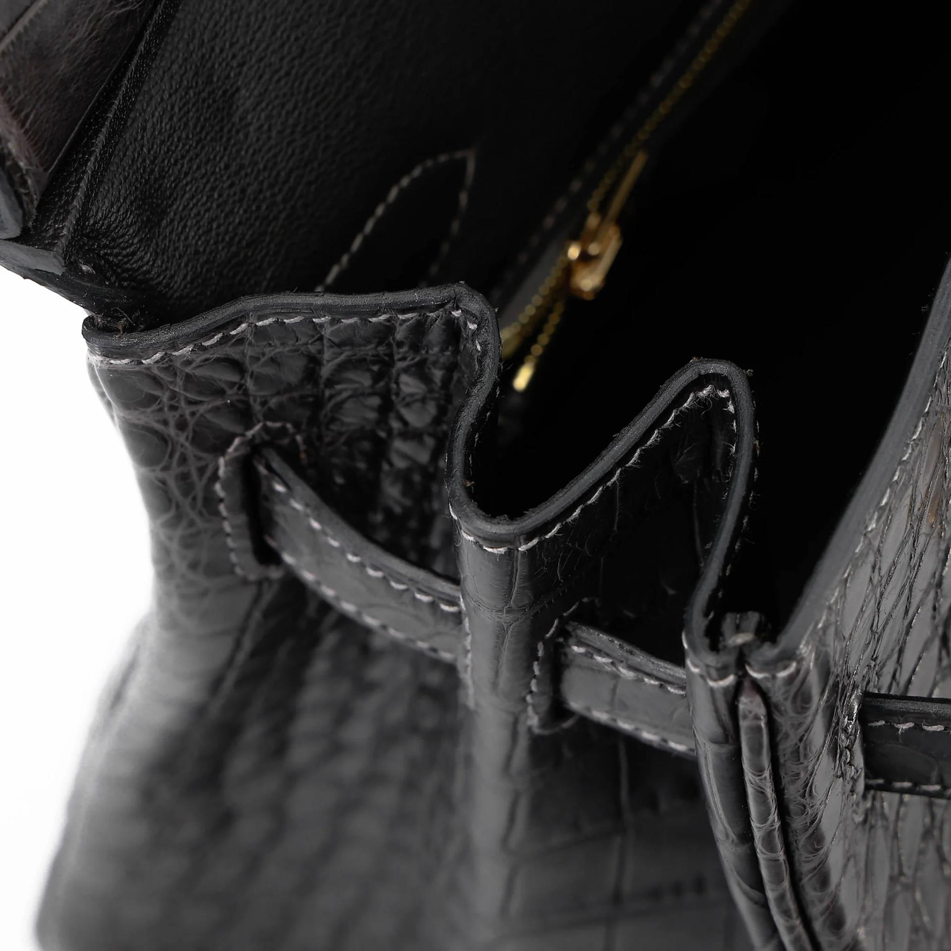 Excellent ( Rank SA ) HERMÈS Birkin 30 Graphite (88) Matte Alligator Gold hardware A (2017) - 27
