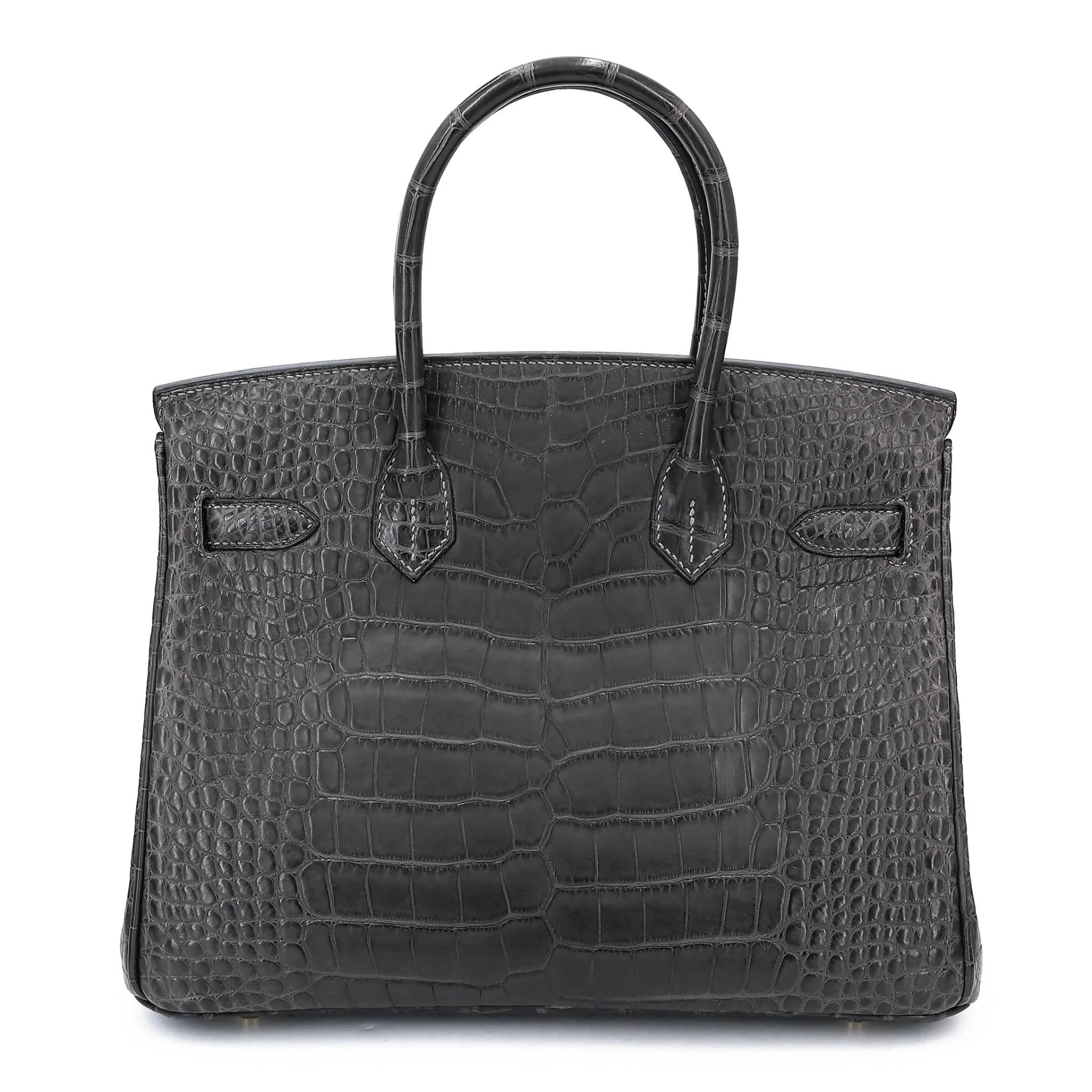 Excellent ( Rank SA ) HERMÈS Birkin 30 Graphite (88) Matte Alligator Gold hardware A (2017) - 2