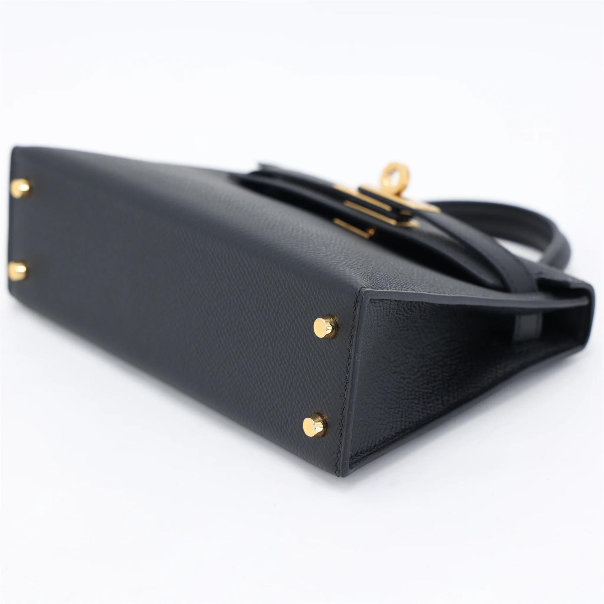 Unused ( Rank NS ) HERMÈS Mini Kelly II Noir (89) Epsom Gold hardware U (2022) - 5