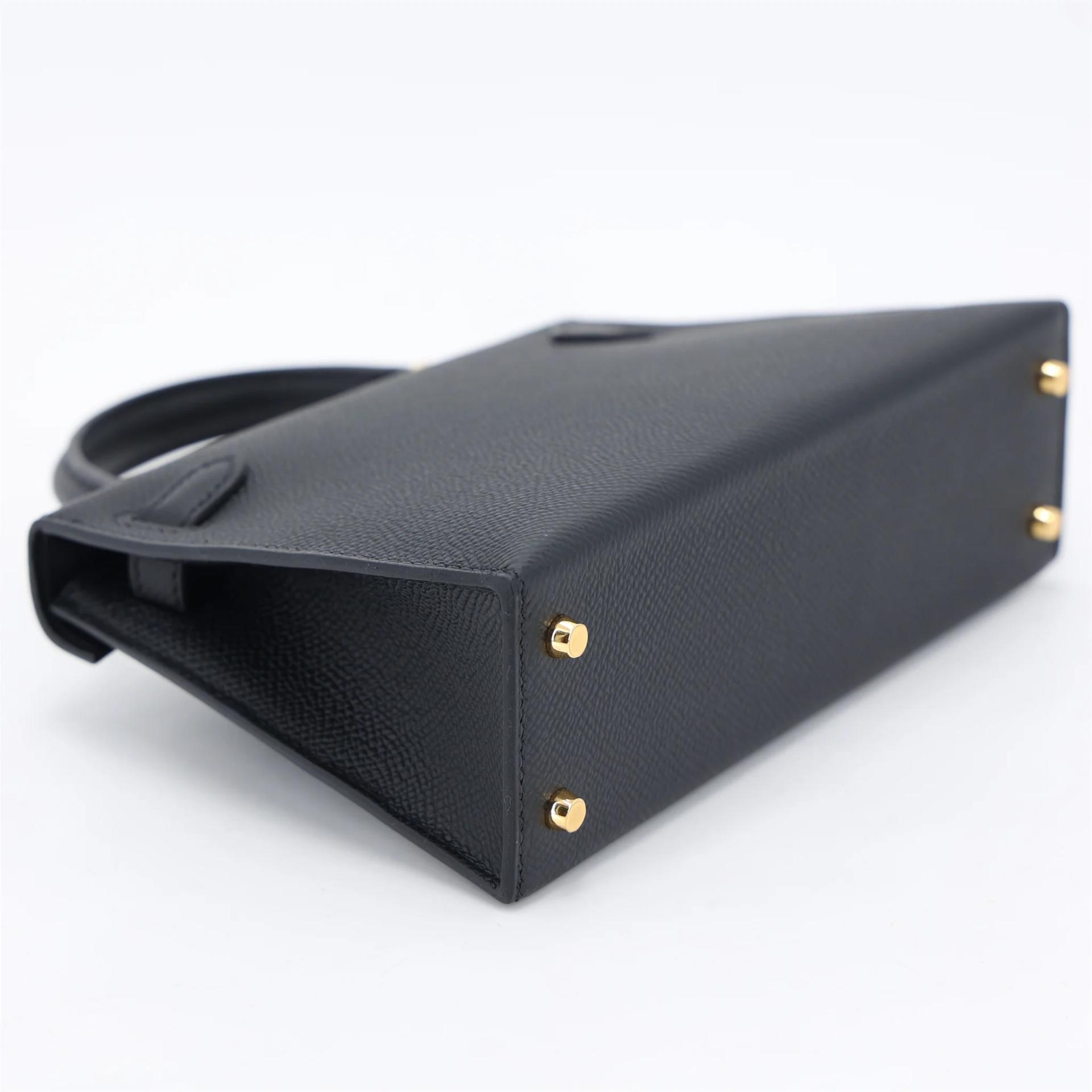 Unused ( Rank NS ) HERMÈS Mini Kelly II Noir (89) Epsom Gold hardware U (2022) - 6