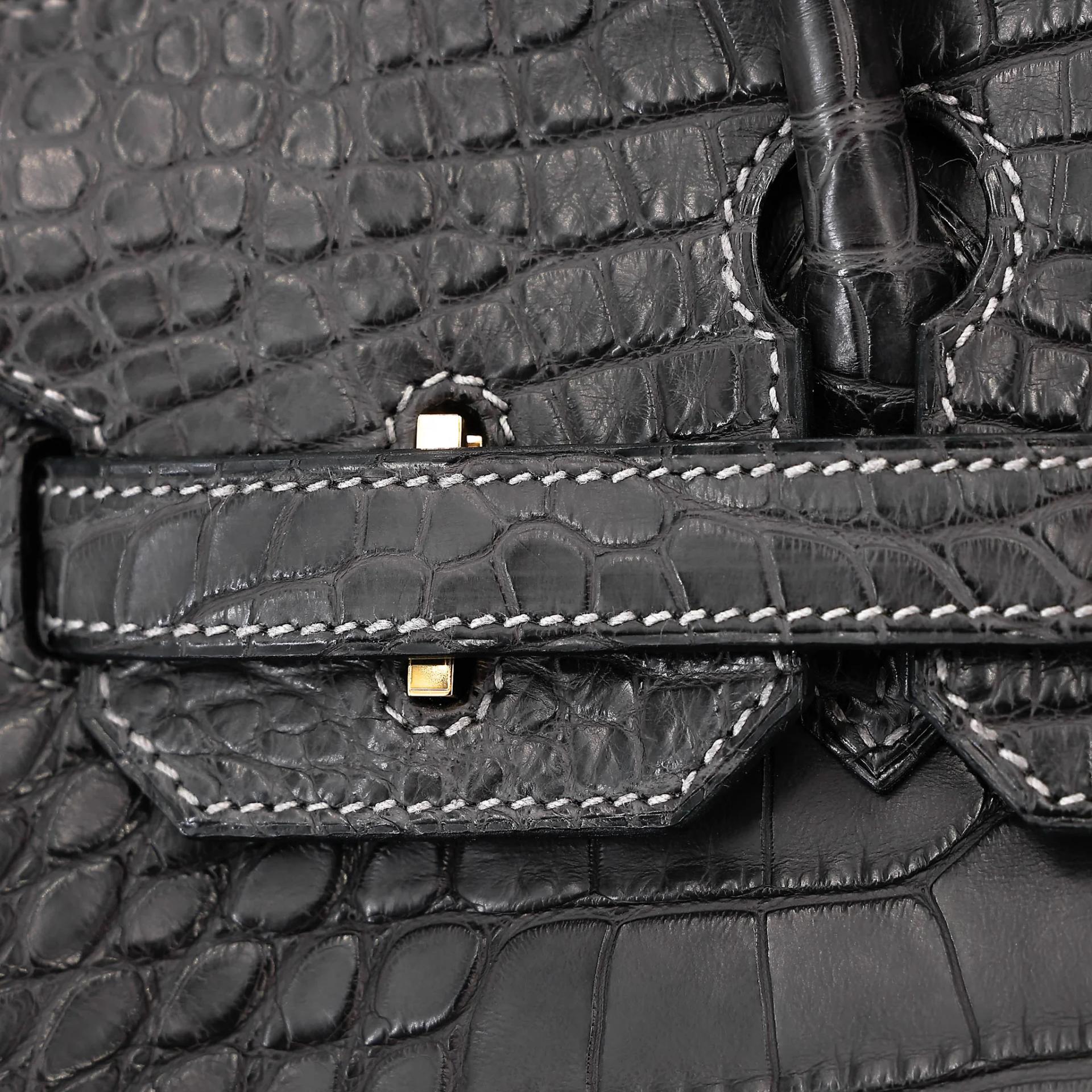 Excellent ( Rank SA ) HERMÈS Birkin 30 Graphite (88) Matte Alligator Gold hardware A (2017) - 14