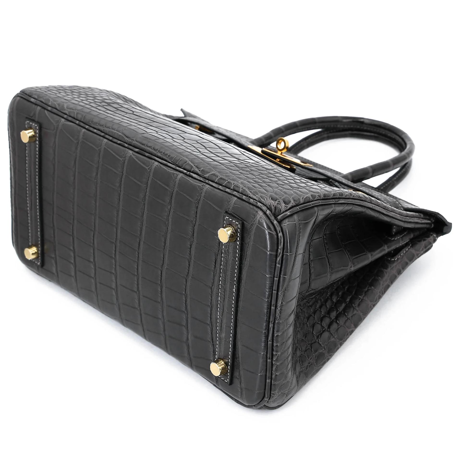 Excellent ( Rank SA ) HERMÈS Birkin 30 Graphite (88) Matte Alligator Gold hardware A (2017) - 4
