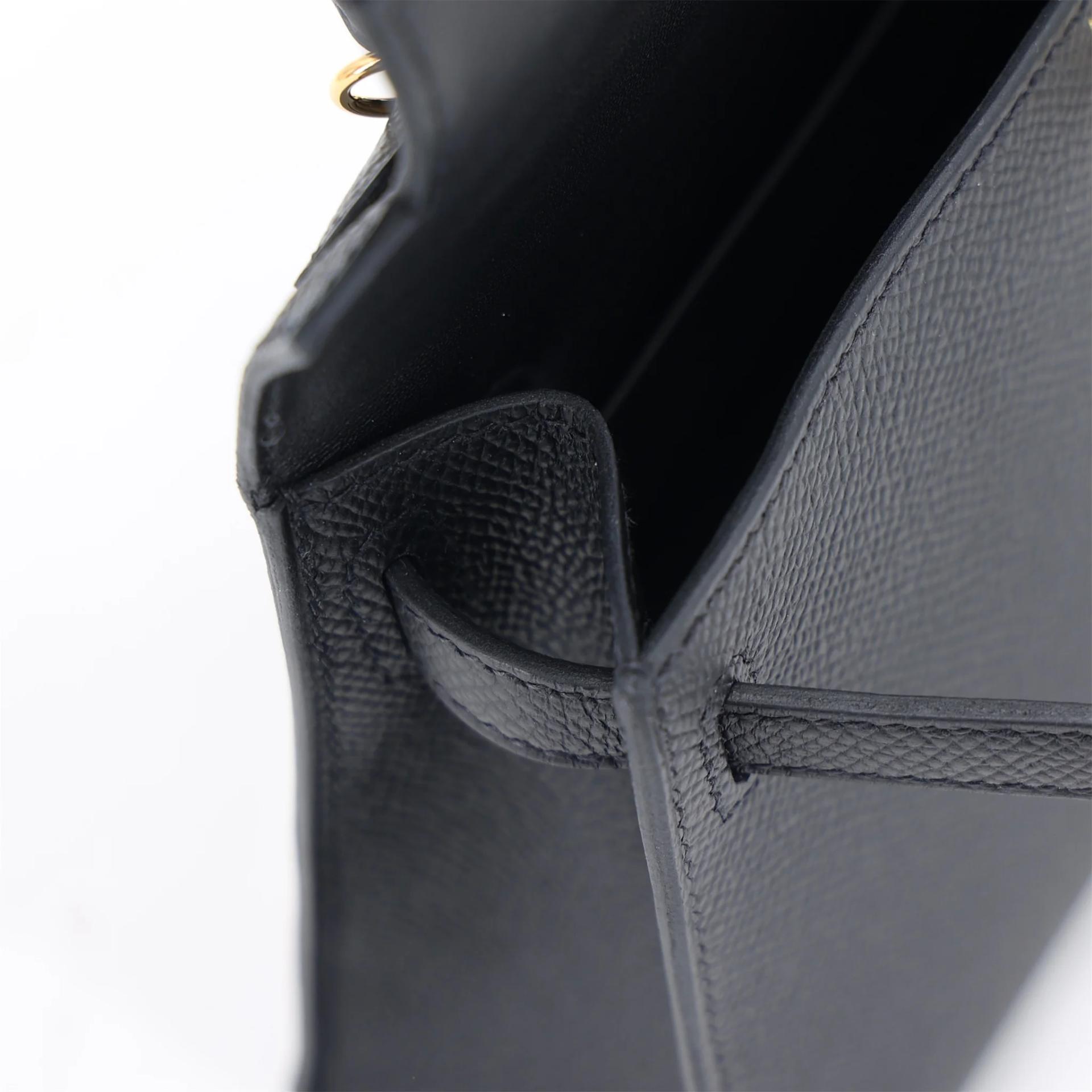 Unused ( Rank NS ) HERMÈS Mini Kelly II Noir (89) Epsom Gold hardware U (2022) - 12