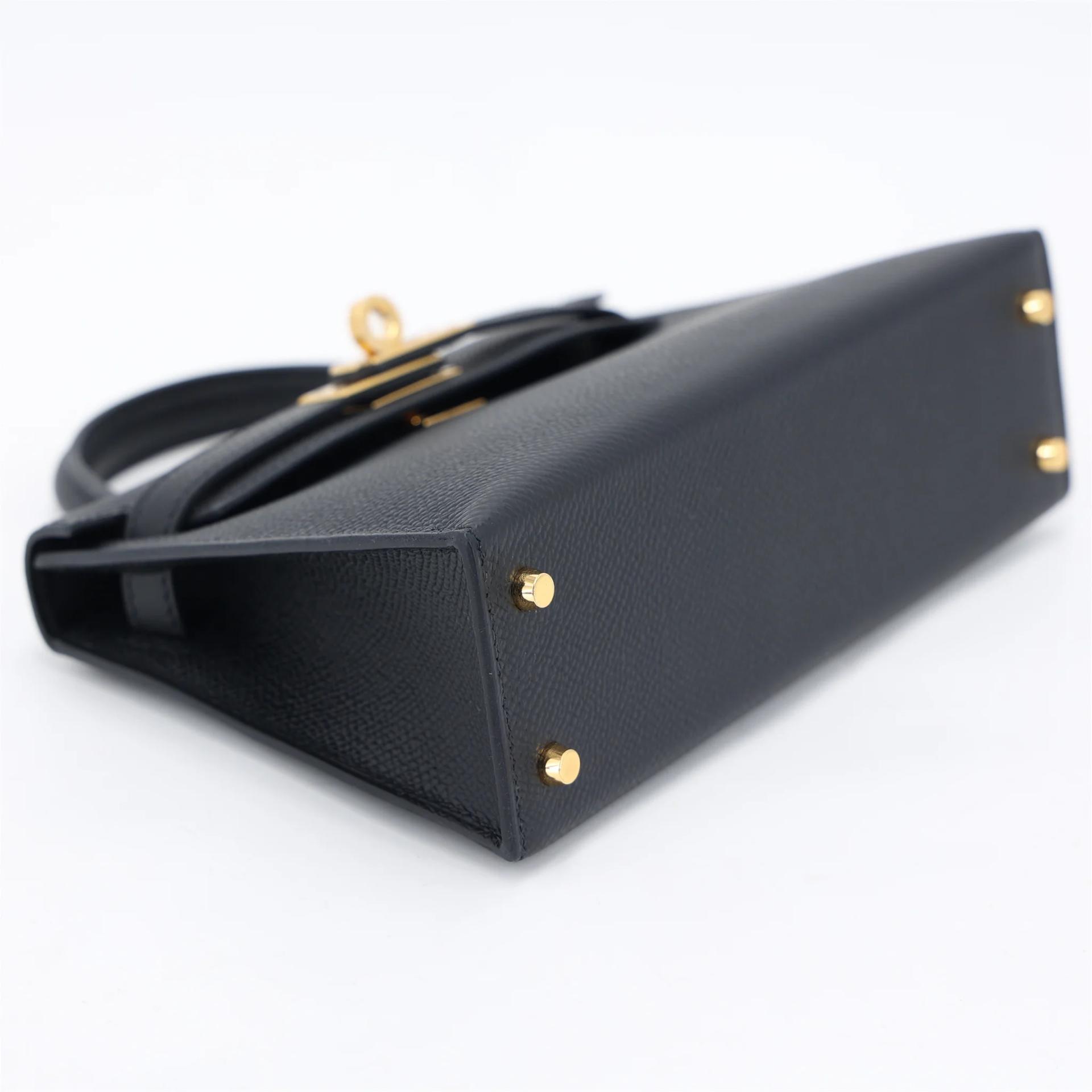 Unused ( Rank NS ) HERMÈS Mini Kelly II Noir (89) Epsom Gold hardware U (2022) - 4