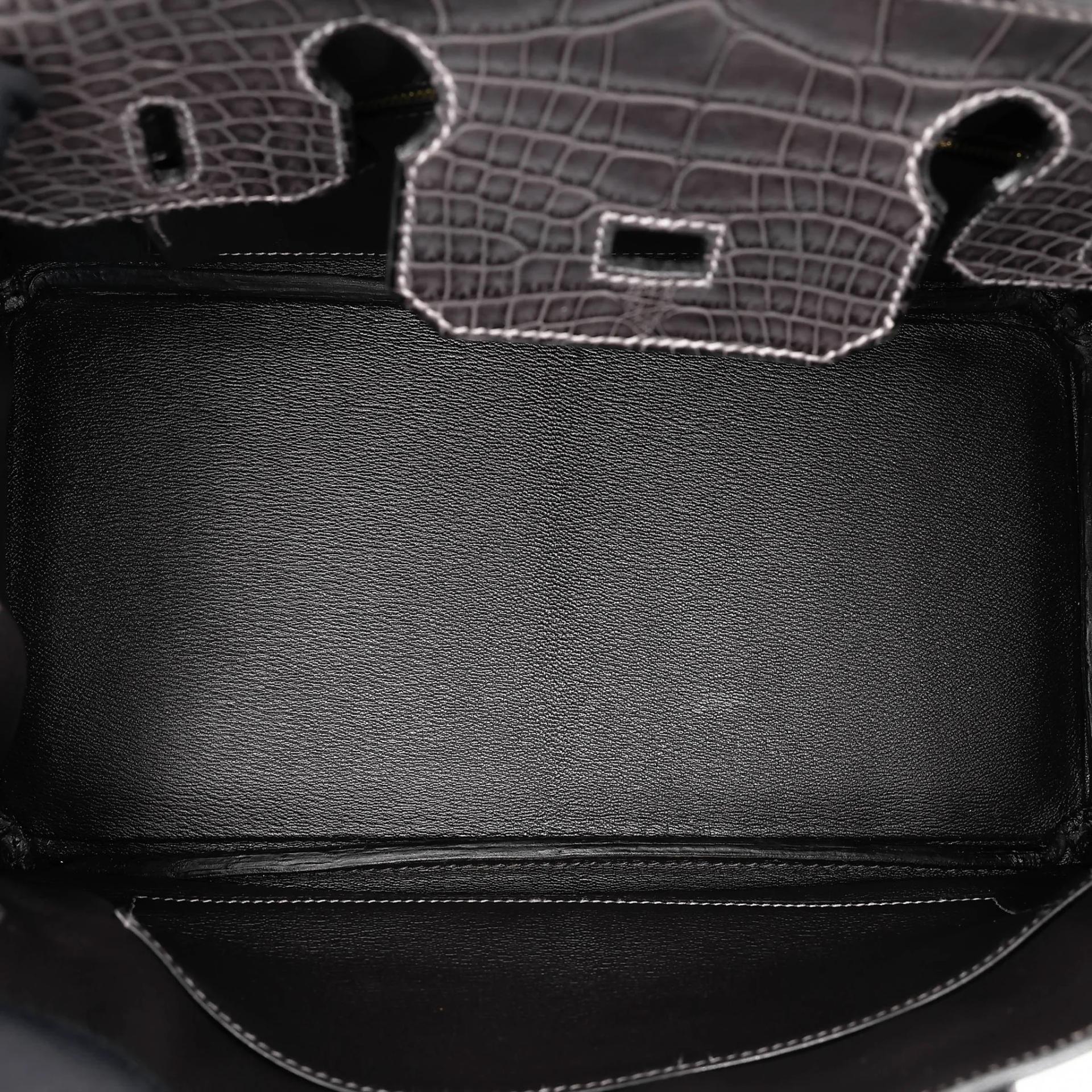 Excellent ( Rank SA ) HERMÈS Birkin 30 Graphite (88) Matte Alligator Gold hardware A (2017) - 28