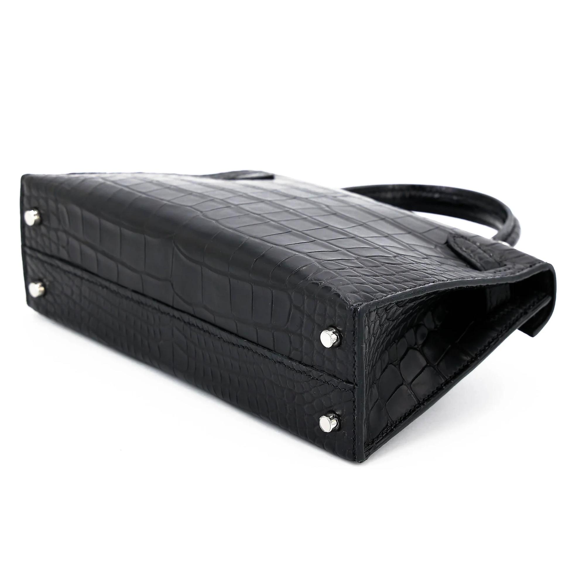 Unused ( Rank NS ) HERMÈS Mini Kelly II Noir (89) Matte Alligator Palladium hardware W (2024) - 6