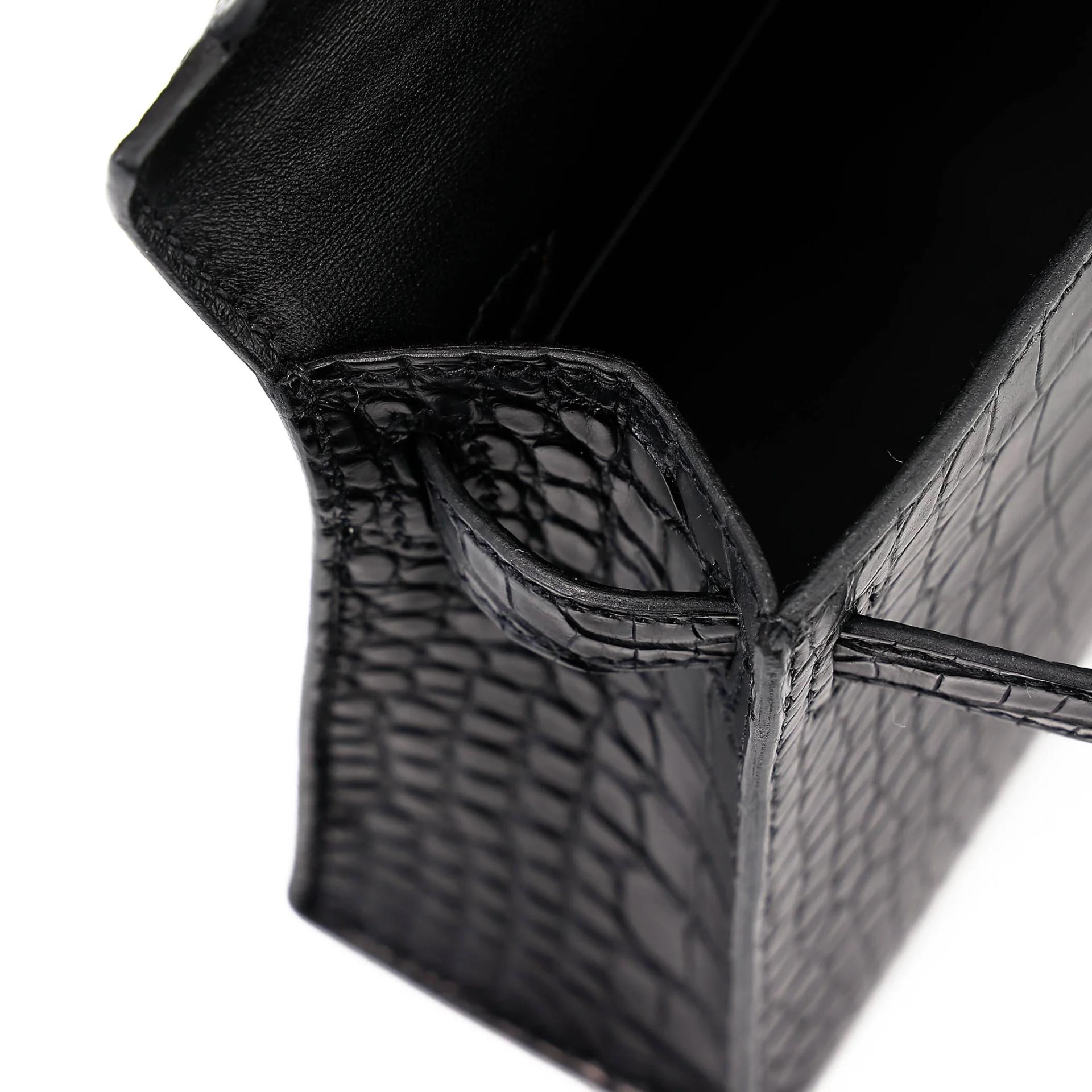 Unused ( Rank NS ) HERMÈS Mini Kelly II Noir (89) Matte Alligator Palladium hardware W (2024) - 16