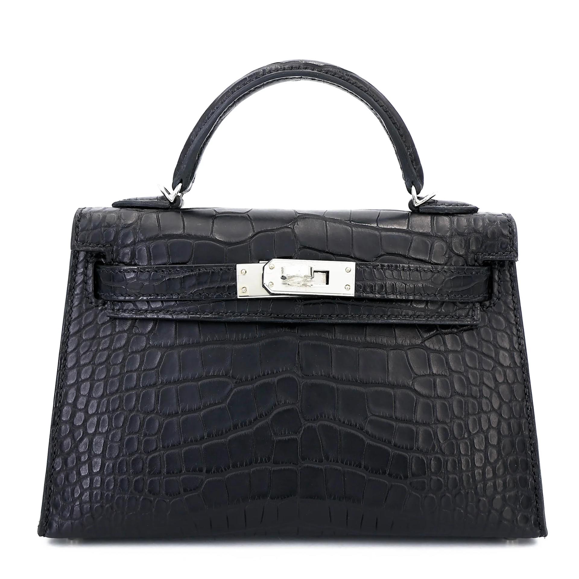 Unused ( Rank NS ) HERMÈS Mini Kelly II Noir (89) Matte Alligator Palladium hardware W (2024) - 1