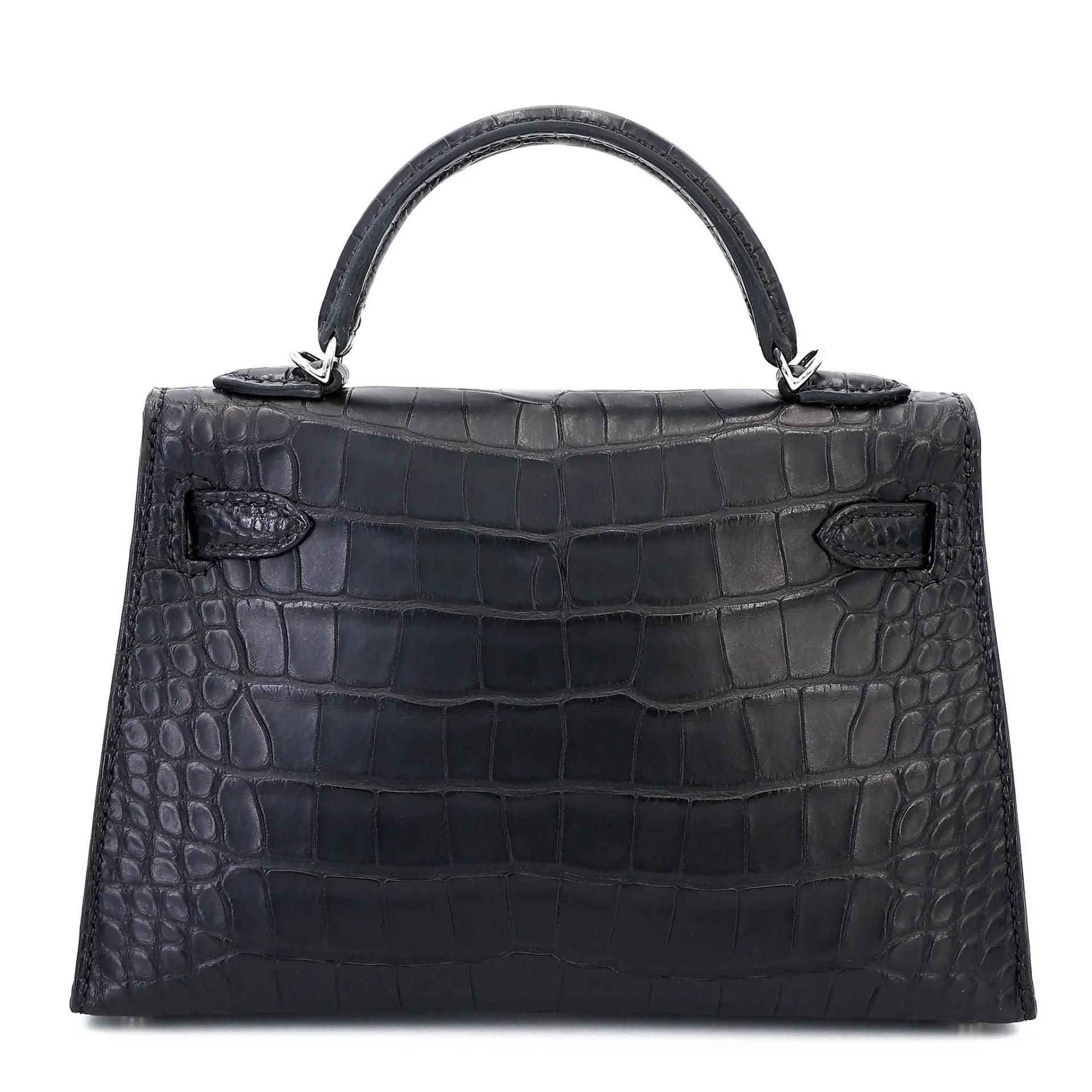 Unused ( Rank NS ) HERMÈS Mini Kelly II Noir (89) Matte Alligator Palladium hardware W (2024) - 2