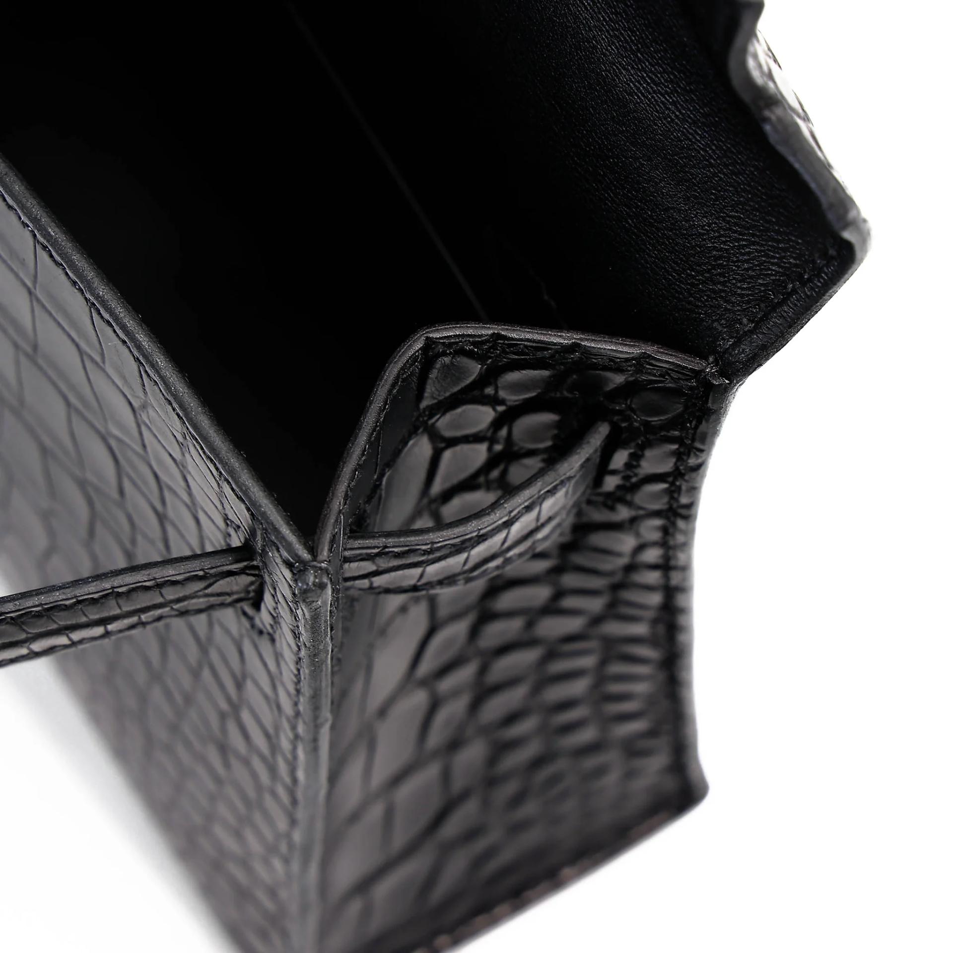 Unused ( Rank NS ) HERMÈS Mini Kelly II Noir (89) Matte Alligator Palladium hardware W (2024) - 15