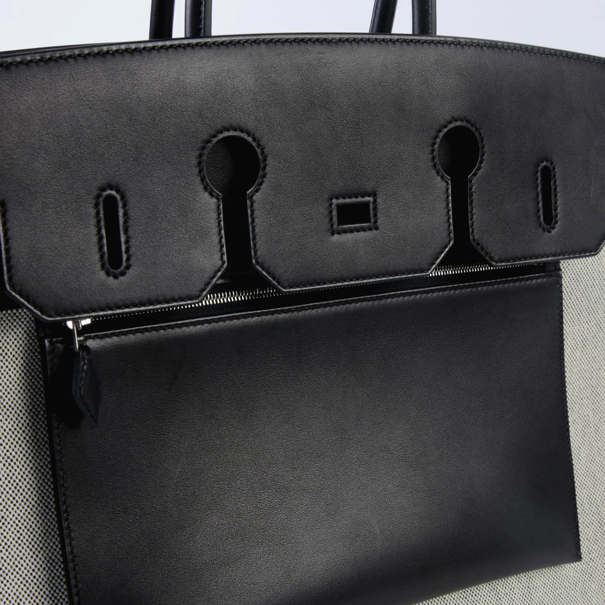 Brand New ( Rank N ) HERMÈS Birkin 35 A L'Envers Ecru Noir (89) Toile H canvas Volupto calfskin Palladium hardware G (2026) - 4