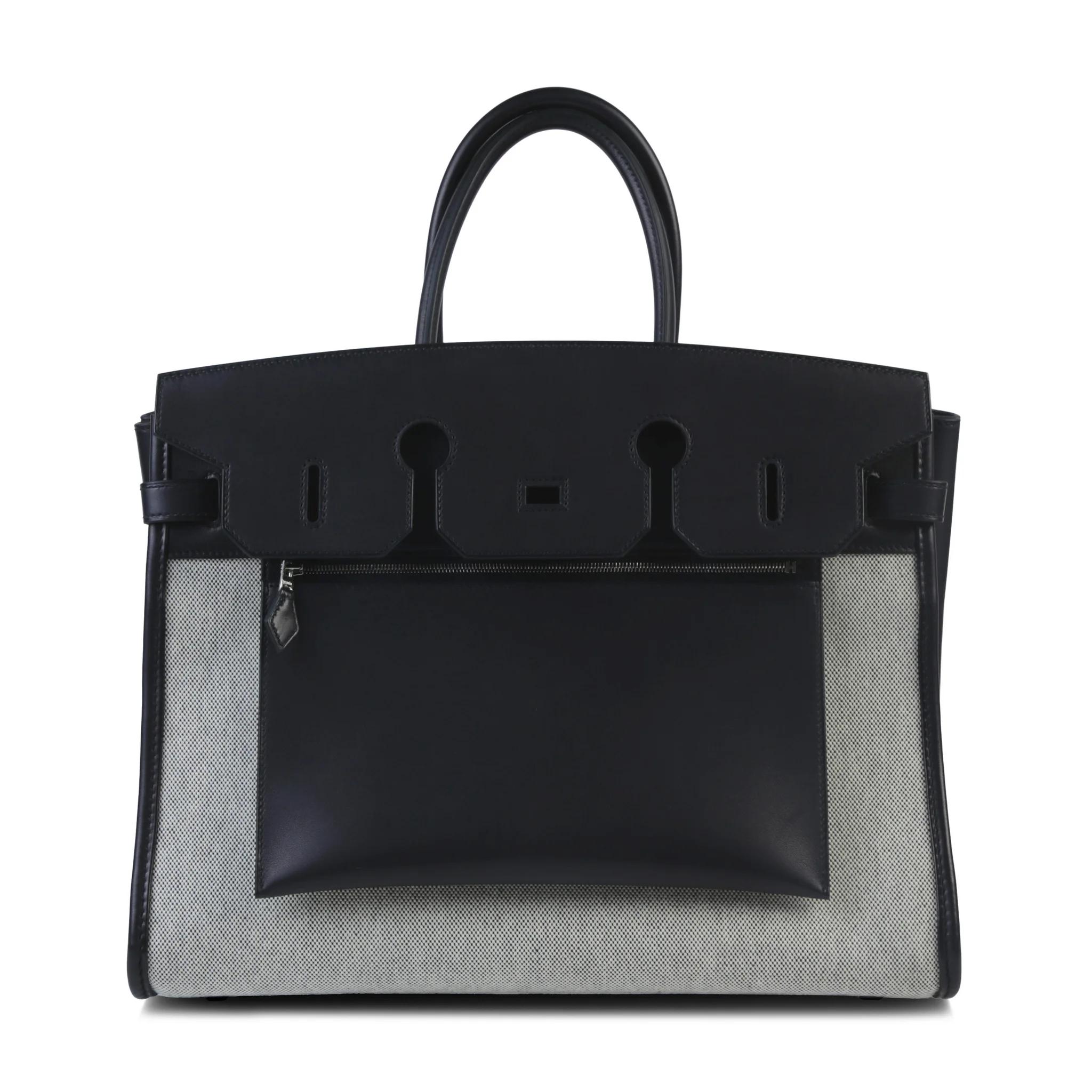 Brand New ( Rank N ) HERMÈS Birkin 35 A L'Envers Ecru Noir (89) Toile H canvas Volupto calfskin Palladium hardware G (2026) - 1