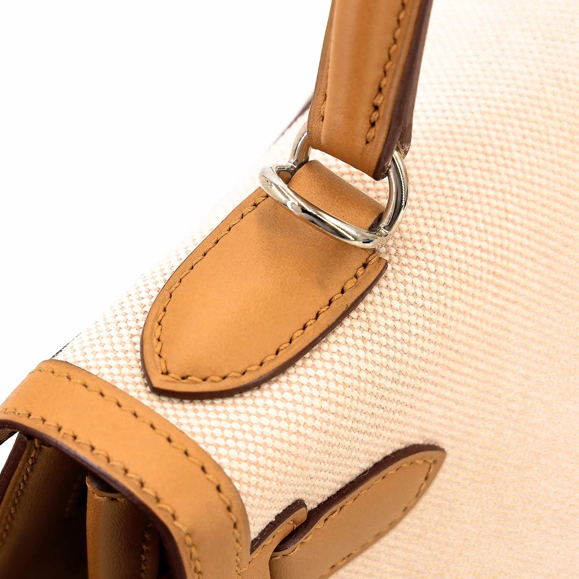 Excellent ( Rank SA ) HERMÈS Kelly 28 Sellier Sesame (2S) Toile H canvas Swift Palladium hardware Z (2021) - 4