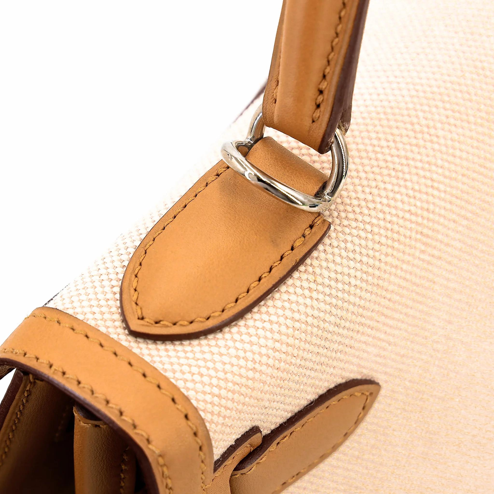 Excellent ( Rank SA ) HERMÈS Kelly 28 Sellier Sesame (2S) Toile H canvas Swift Palladium hardware Z (2021) - 4