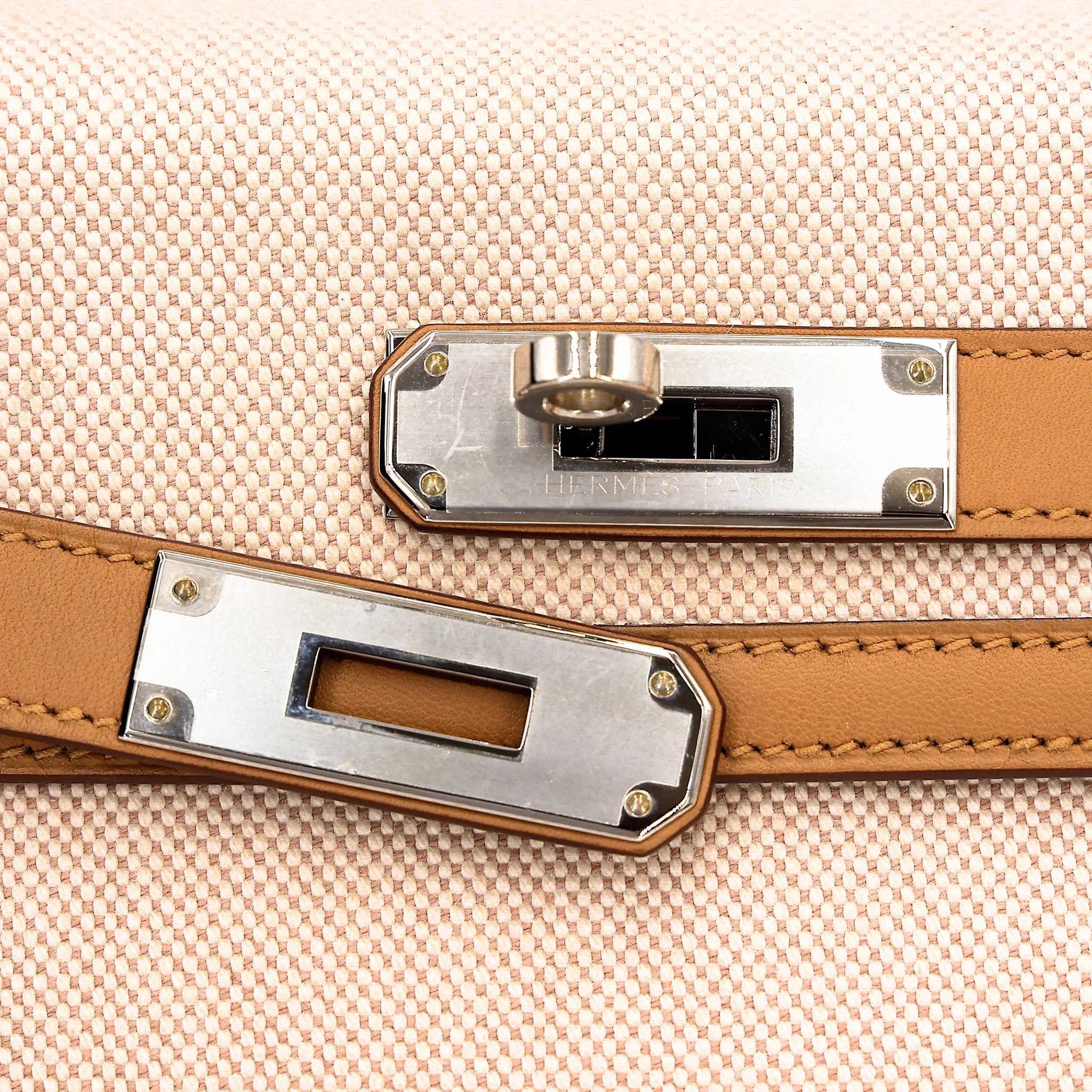 Excellent ( Rank SA ) HERMÈS Kelly 28 Sellier Sesame (2S) Toile H canvas Swift Palladium hardware Z (2021) - 10