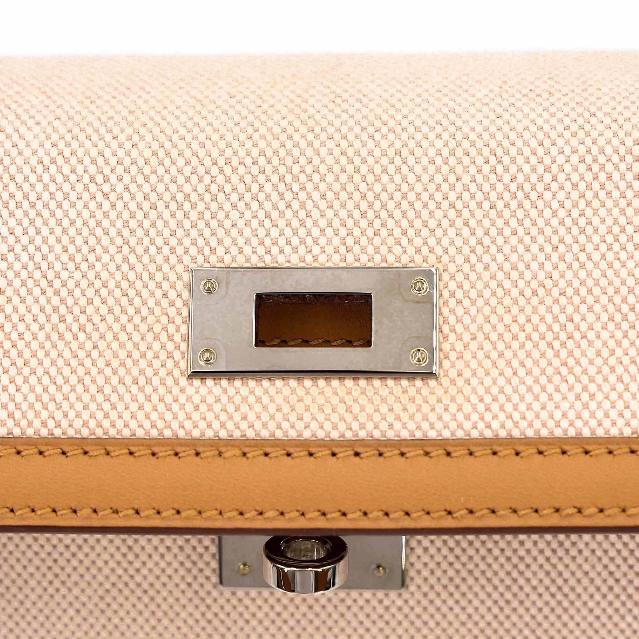 Excellent ( Rank SA ) HERMÈS Kelly 28 Sellier Sesame (2S) Toile H canvas Swift Palladium hardware Z (2021) - 12