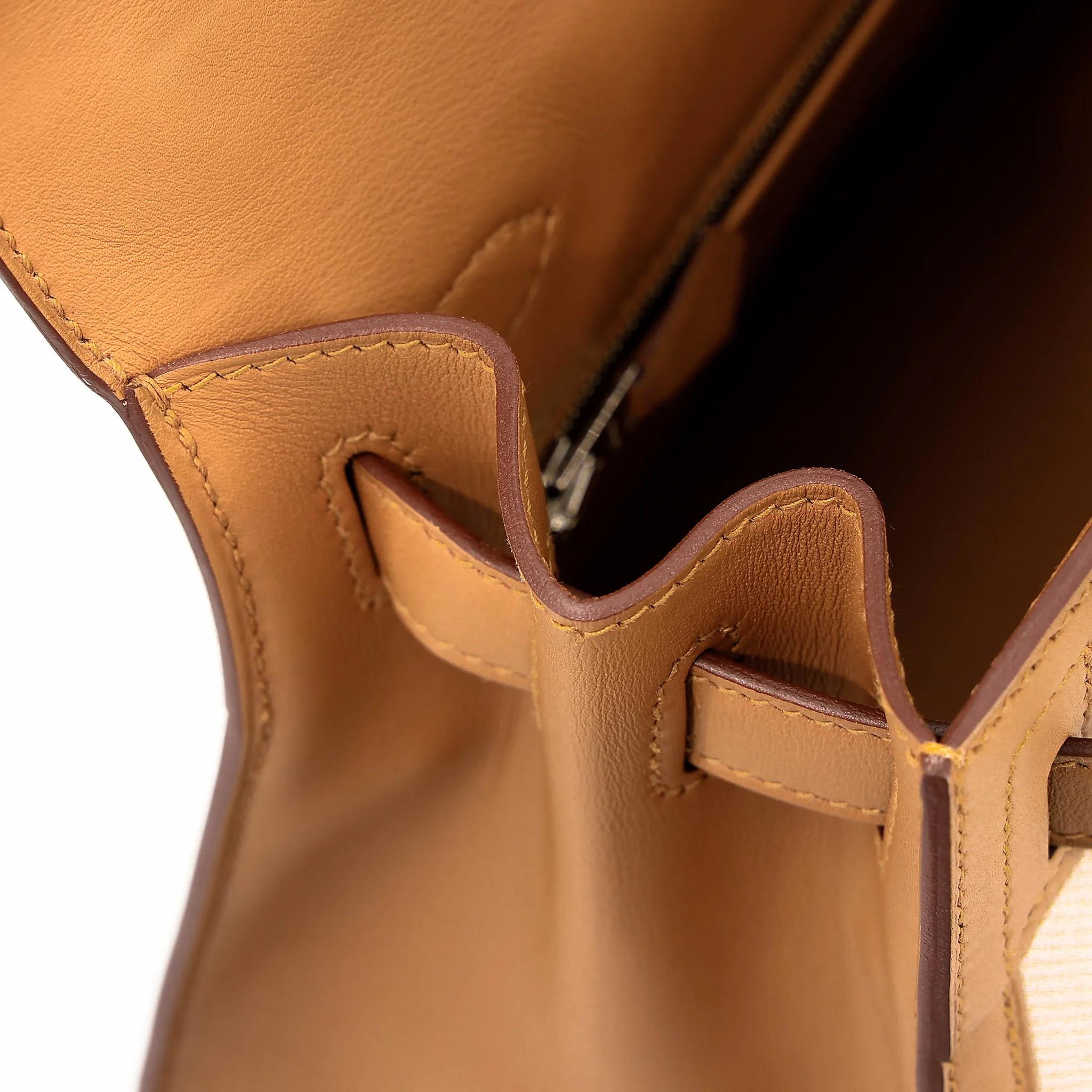 Excellent ( Rank SA ) HERMÈS Kelly 28 Sellier Sesame (2S) Toile H canvas Swift Palladium hardware Z (2021) - 20