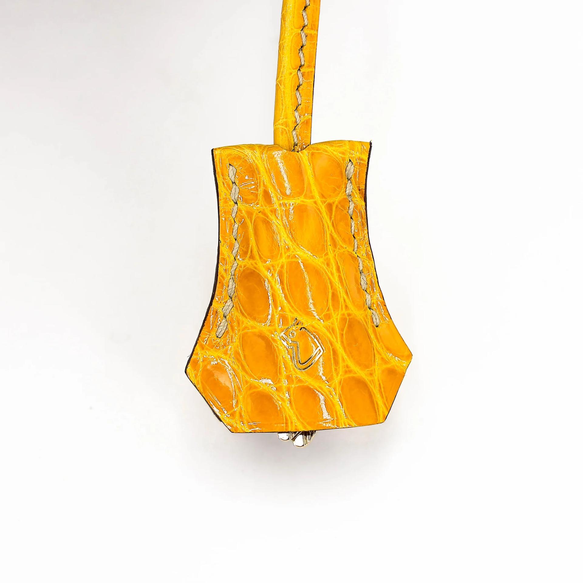 Unused ( Rank NS ) HERMÈS Special Order Kelly 28 Sellier Ficelle (17) Jaune Ambre (9D) Shiny Alligator Permabrass hardware U (2022) - 26