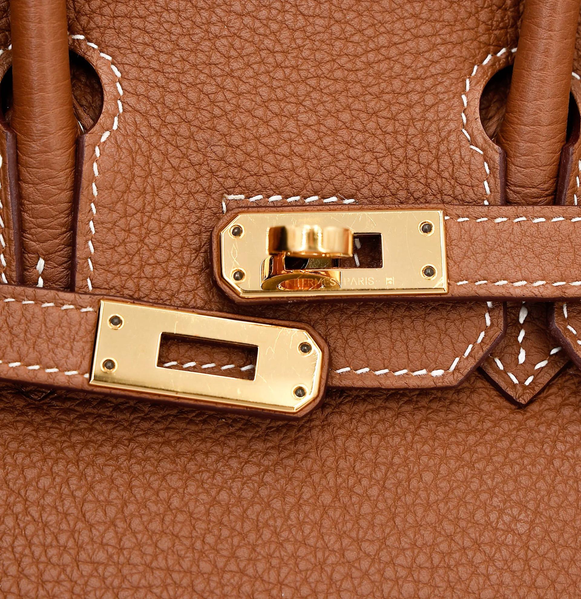 Very Good ( Rank A) HERMÈS Birkin 25 Gold (37) Togo Gold hardware C (2018) - 14