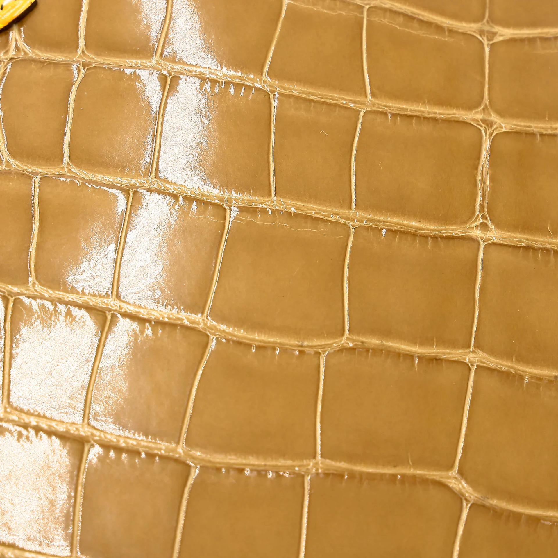 Unused ( Rank NS ) HERMÈS Special Order Kelly 28 Sellier Ficelle (17) Jaune Ambre (9D) Shiny Alligator Permabrass hardware U (2022) - 21
