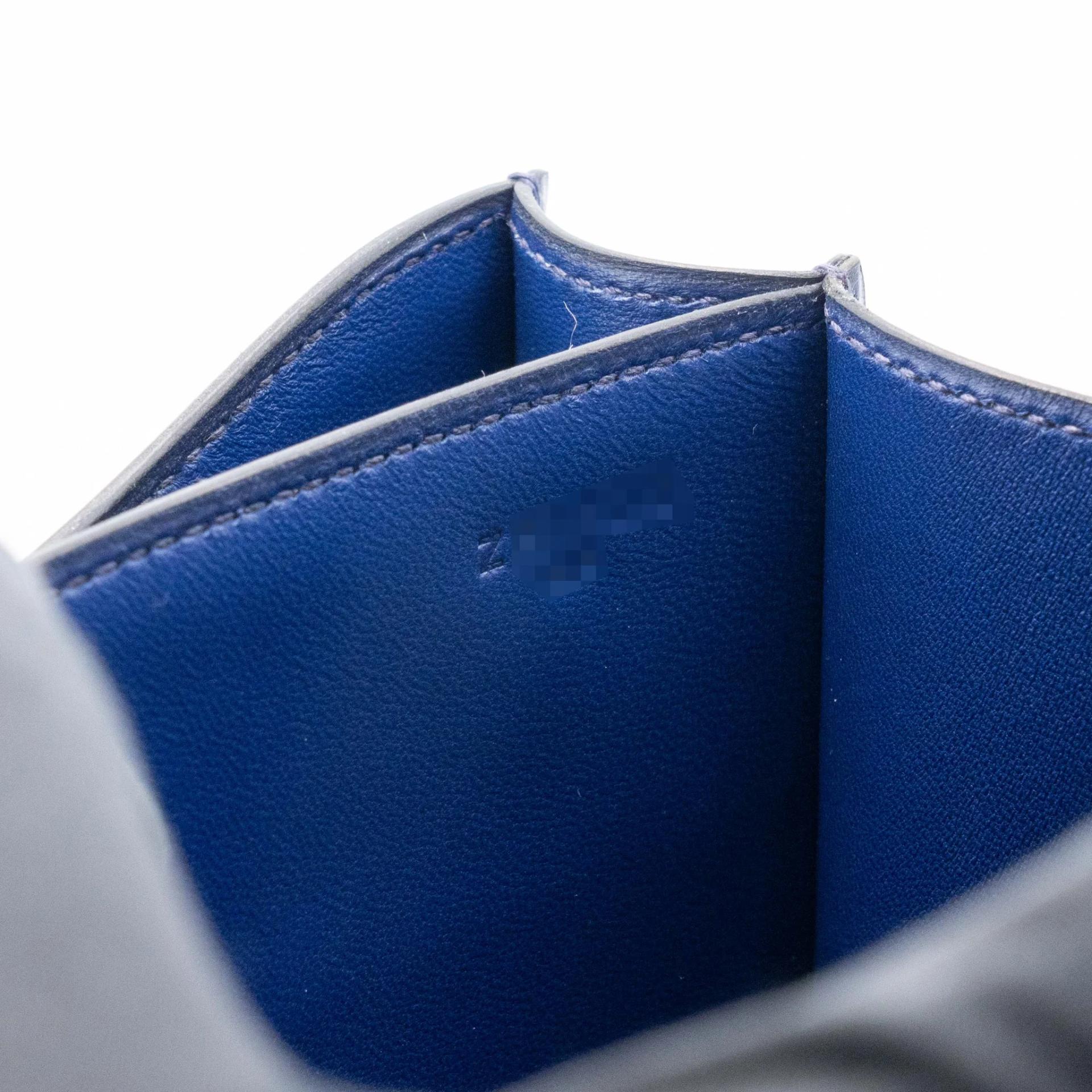 Excellent ( Rank SA ) HERMÈS Constance Mini Bleu Saphir (73) Box-calf Palladium hardware Z (2021) - 23