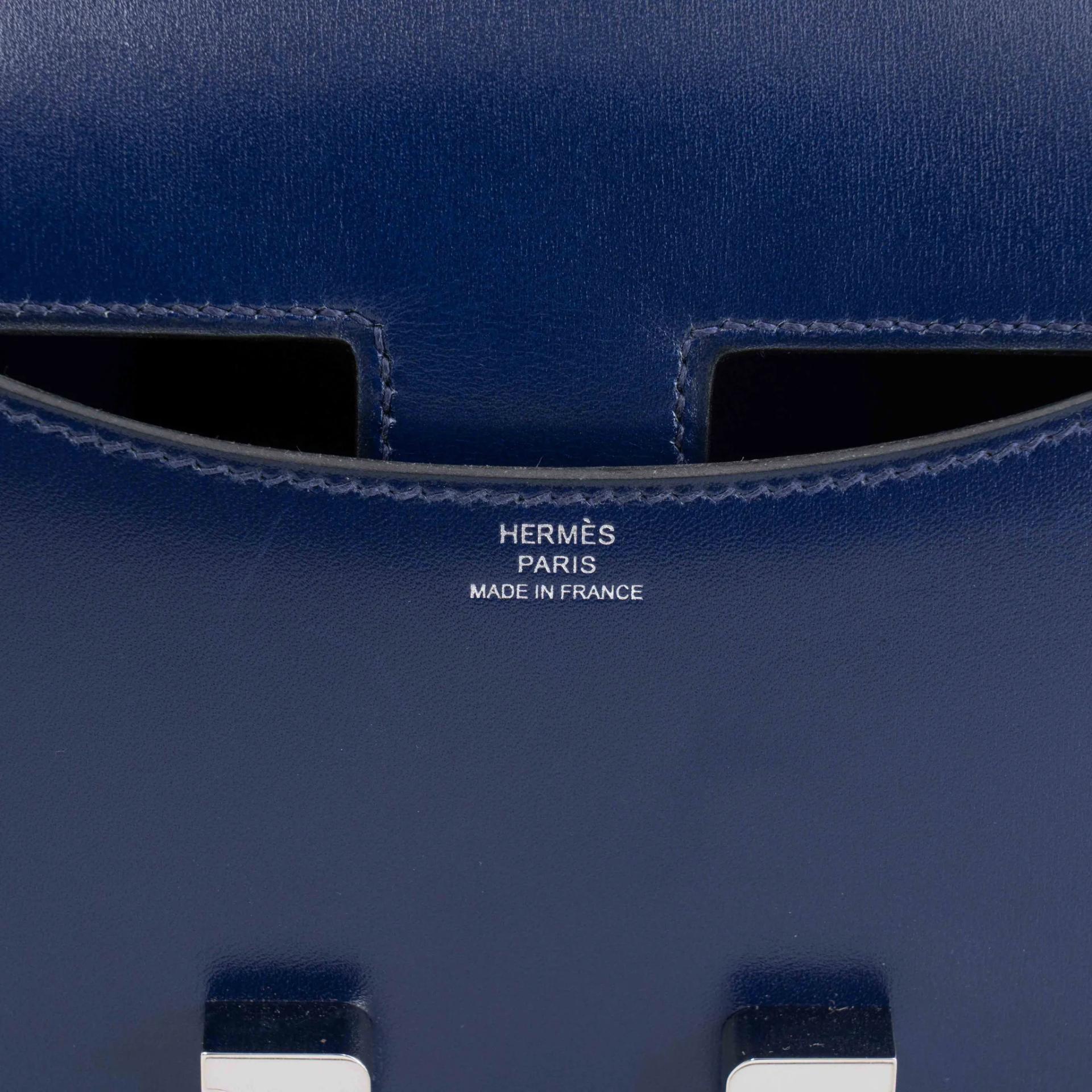 Excellent ( Rank SA ) HERMÈS Constance Mini Bleu Saphir (73) Box-calf Palladium hardware Z (2021) - 18