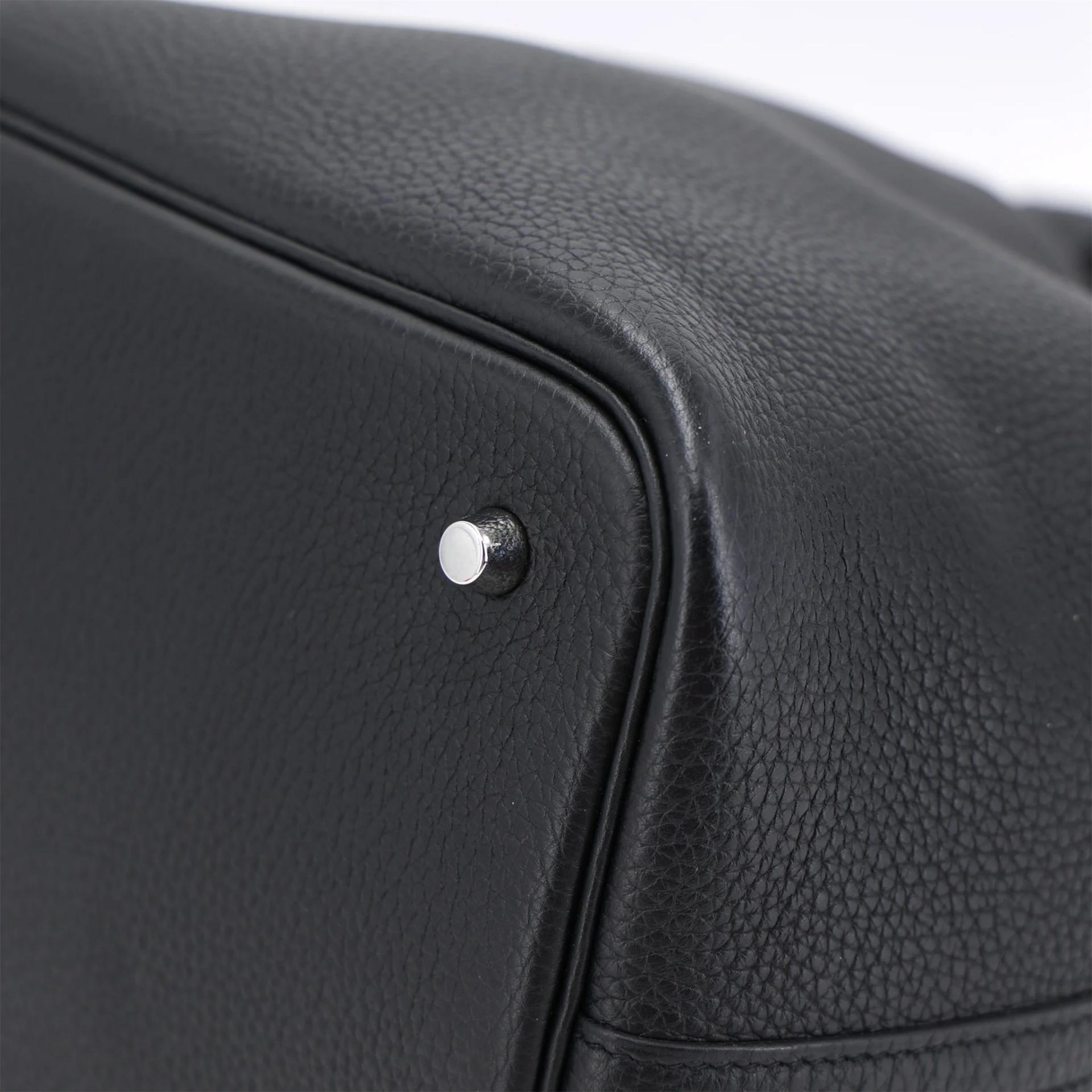 Excellent ( Rank SA ) HERMÈS Picotin Lock MM Noir (89) Clemence Palladium hardware Y (2020) - 8