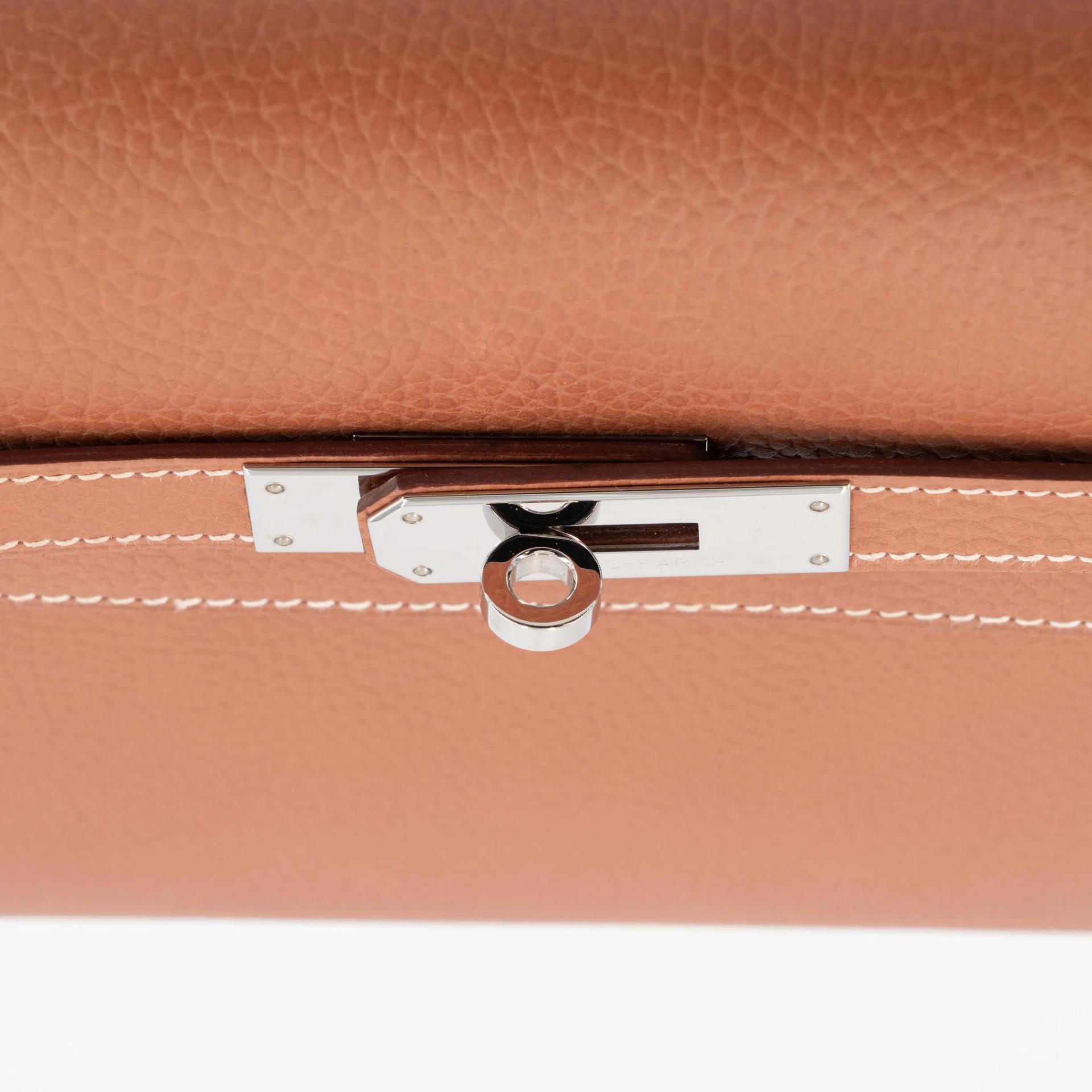 Excellent ( Rank SA ) HERMÈS Kelly depeches 25 Fauve (34) Barenia Faubourg Palladium hardware U (2022) - 16