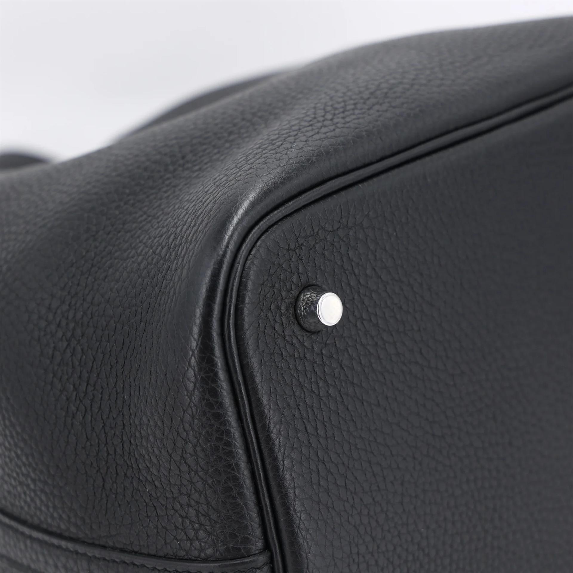 Excellent ( Rank SA ) HERMÈS Picotin Lock MM Noir (89) Clemence Palladium hardware Y (2020) - 9