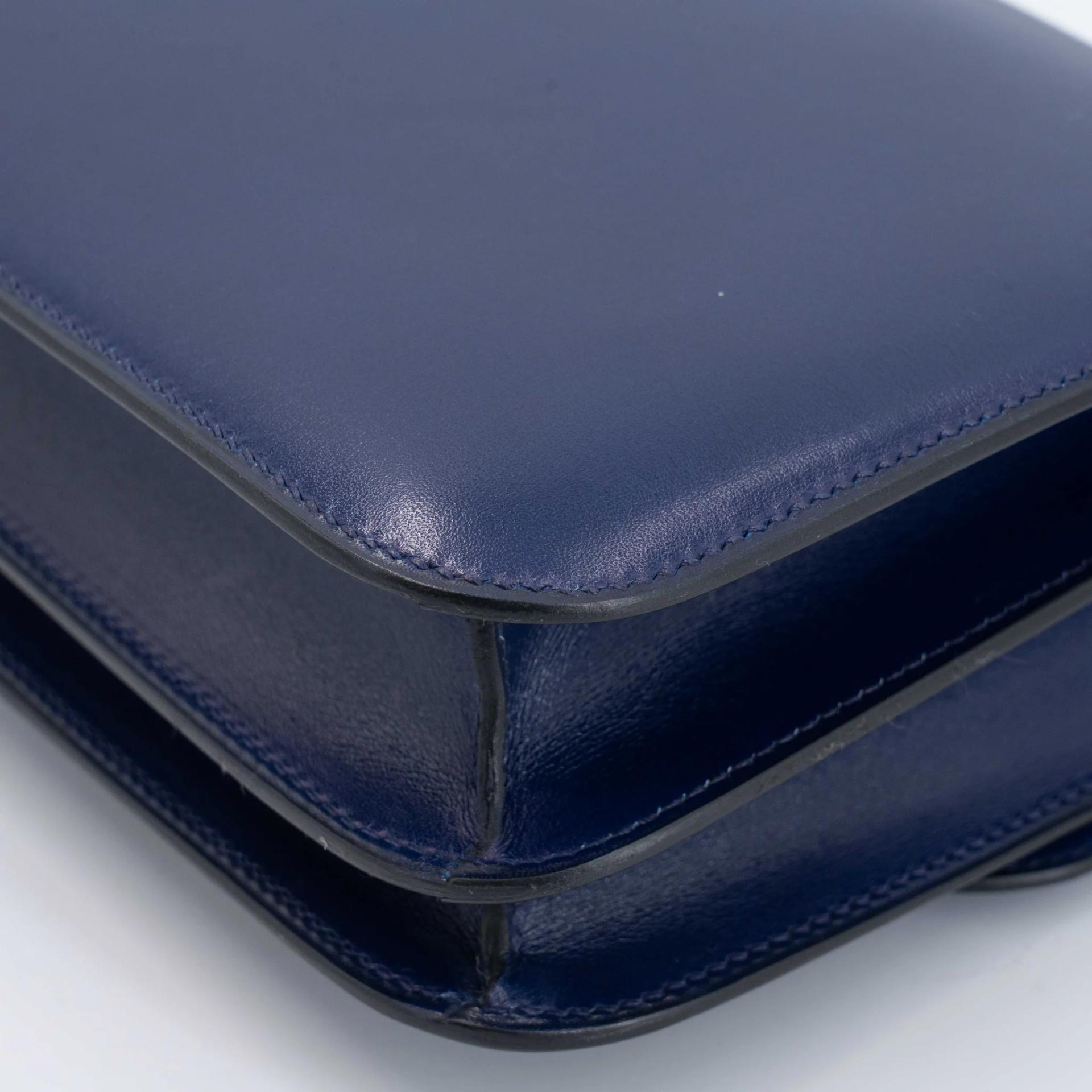 Excellent ( Rank SA ) HERMÈS Constance Mini Bleu Saphir (73) Box-calf Palladium hardware Z (2021) - 12