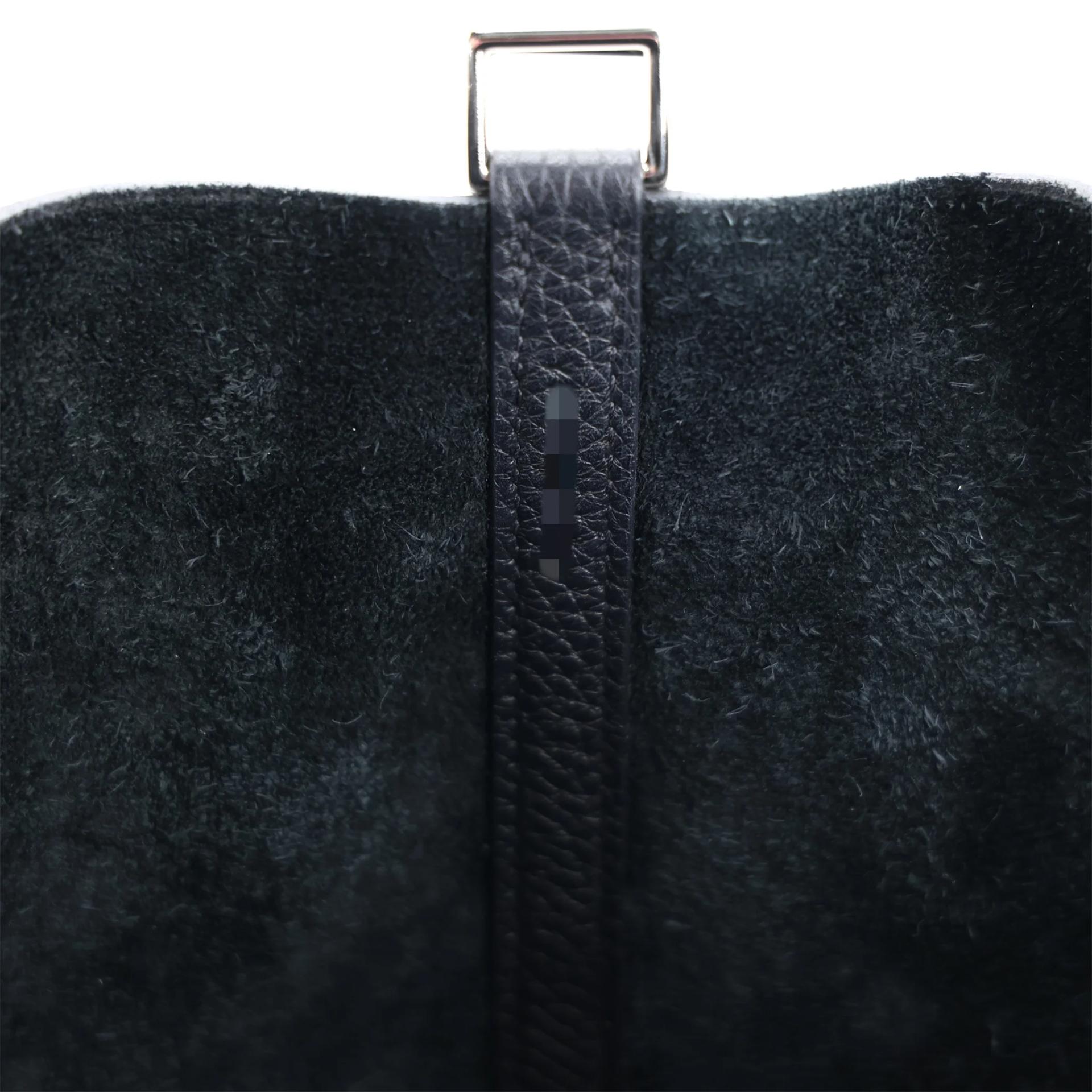 Excellent ( Rank SA ) HERMÈS Picotin Lock MM Noir (89) Clemence Palladium hardware Y (2020) - 14