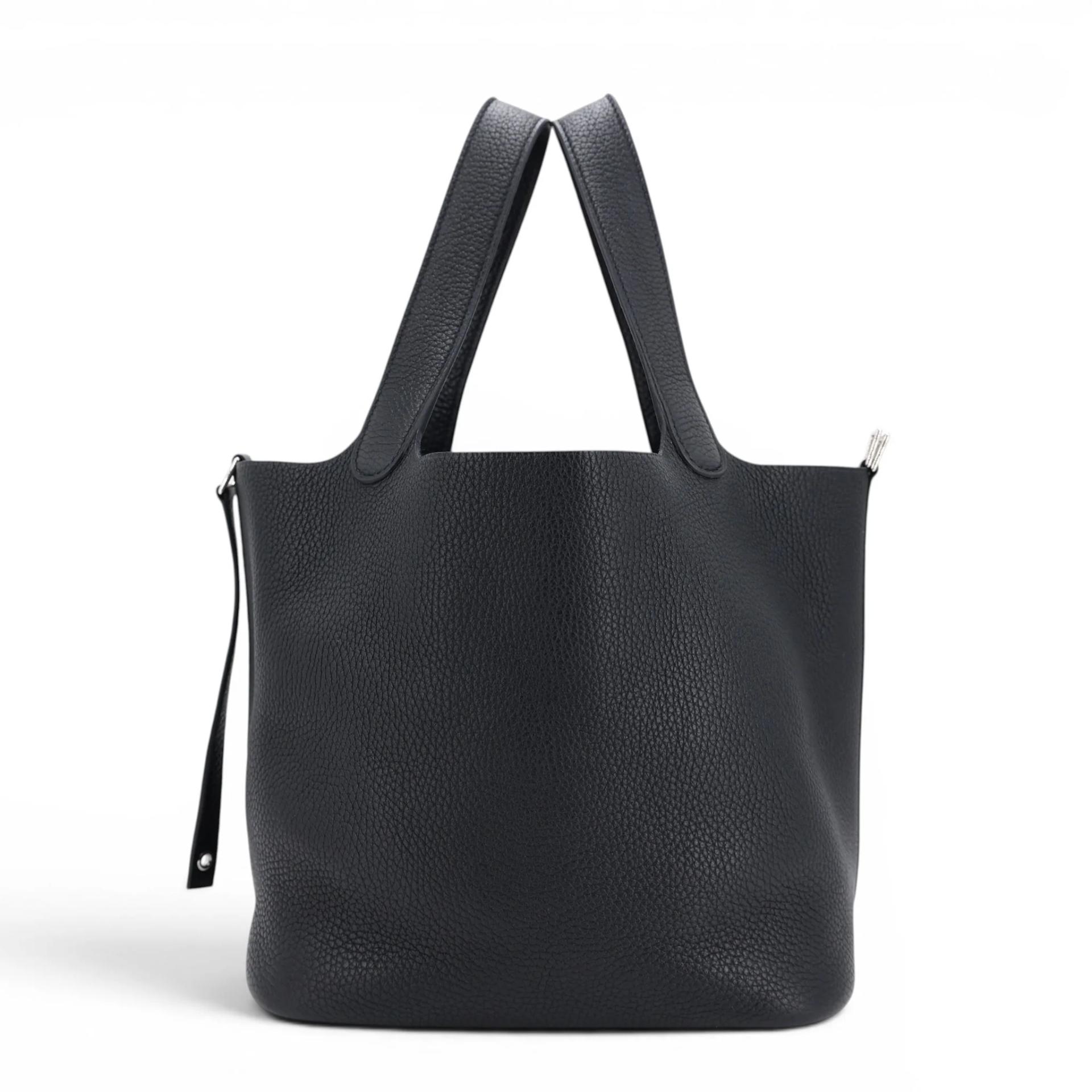 Excellent ( Rank SA ) HERMÈS Picotin Lock MM Noir (89) Clemence Palladium hardware Y (2020) - 4