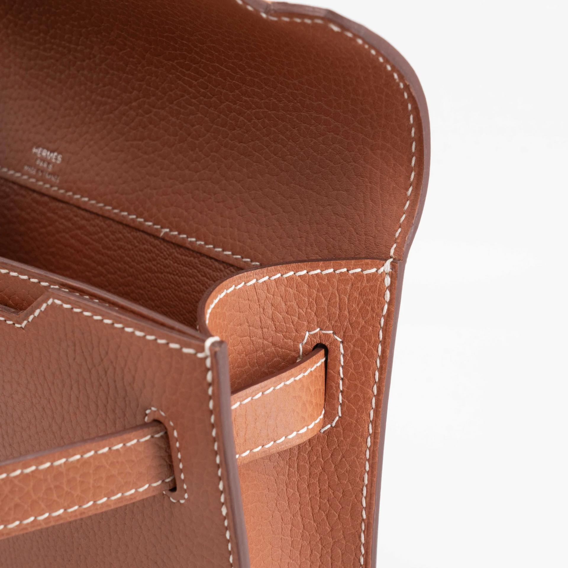 Excellent ( Rank SA ) HERMÈS Kelly depeches 25 Fauve (34) Barenia Faubourg Palladium hardware U (2022) - 18