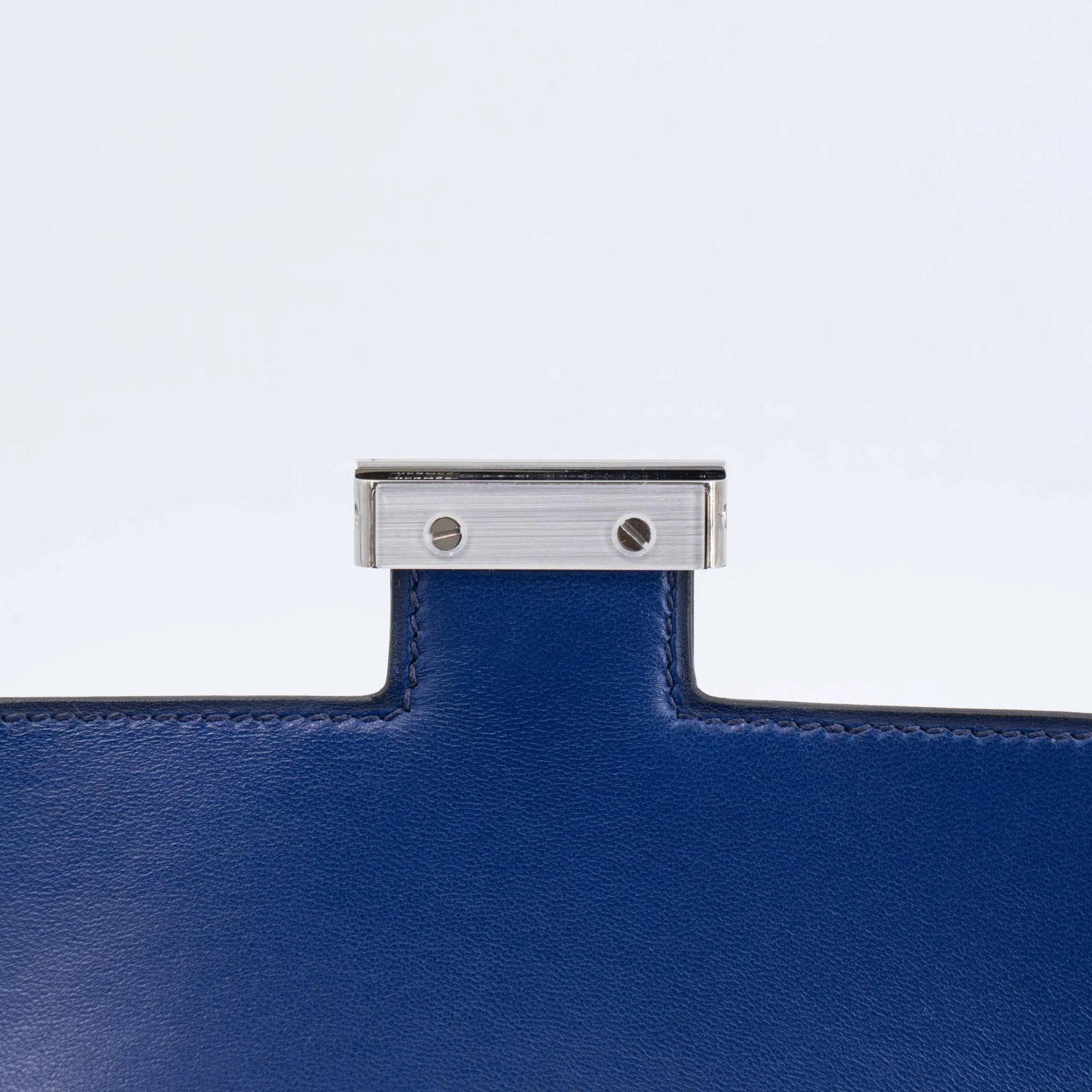 Excellent ( Rank SA ) HERMÈS Constance Mini Bleu Saphir (73) Box-calf Palladium hardware Z (2021) - 15