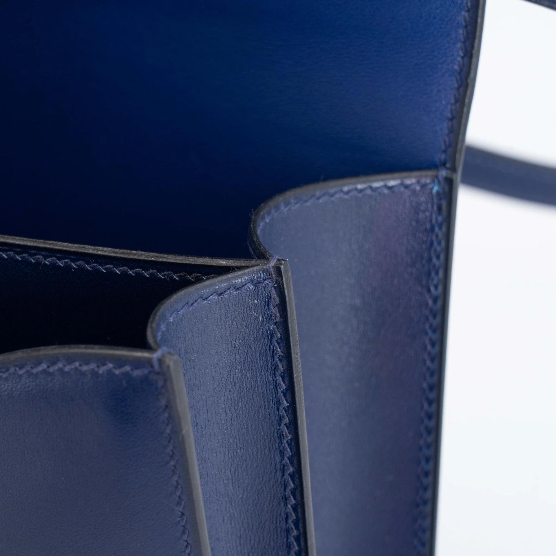 Excellent ( Rank SA ) HERMÈS Constance Mini Bleu Saphir (73) Box-calf Palladium hardware Z (2021) - 19
