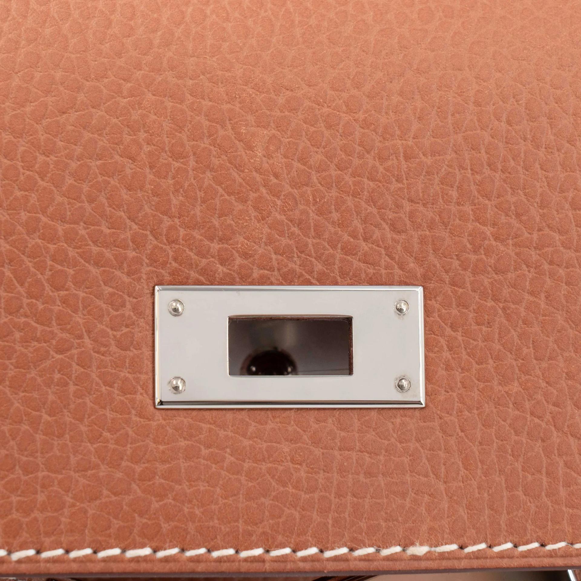 Excellent ( Rank SA ) HERMÈS Kelly depeches 25 Fauve (34) Barenia Faubourg Palladium hardware U (2022) - 12