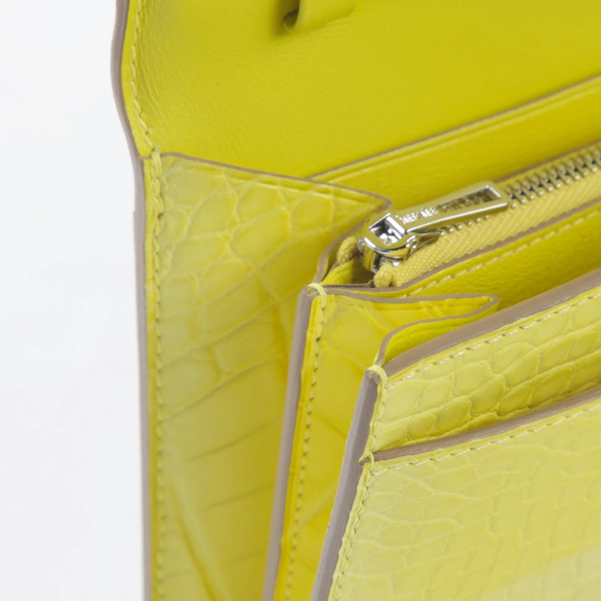 Very Good ( Rank A) HERMÈS Constance To Go Lime (9R) Alligator Palladium hardware B (2023) - 14