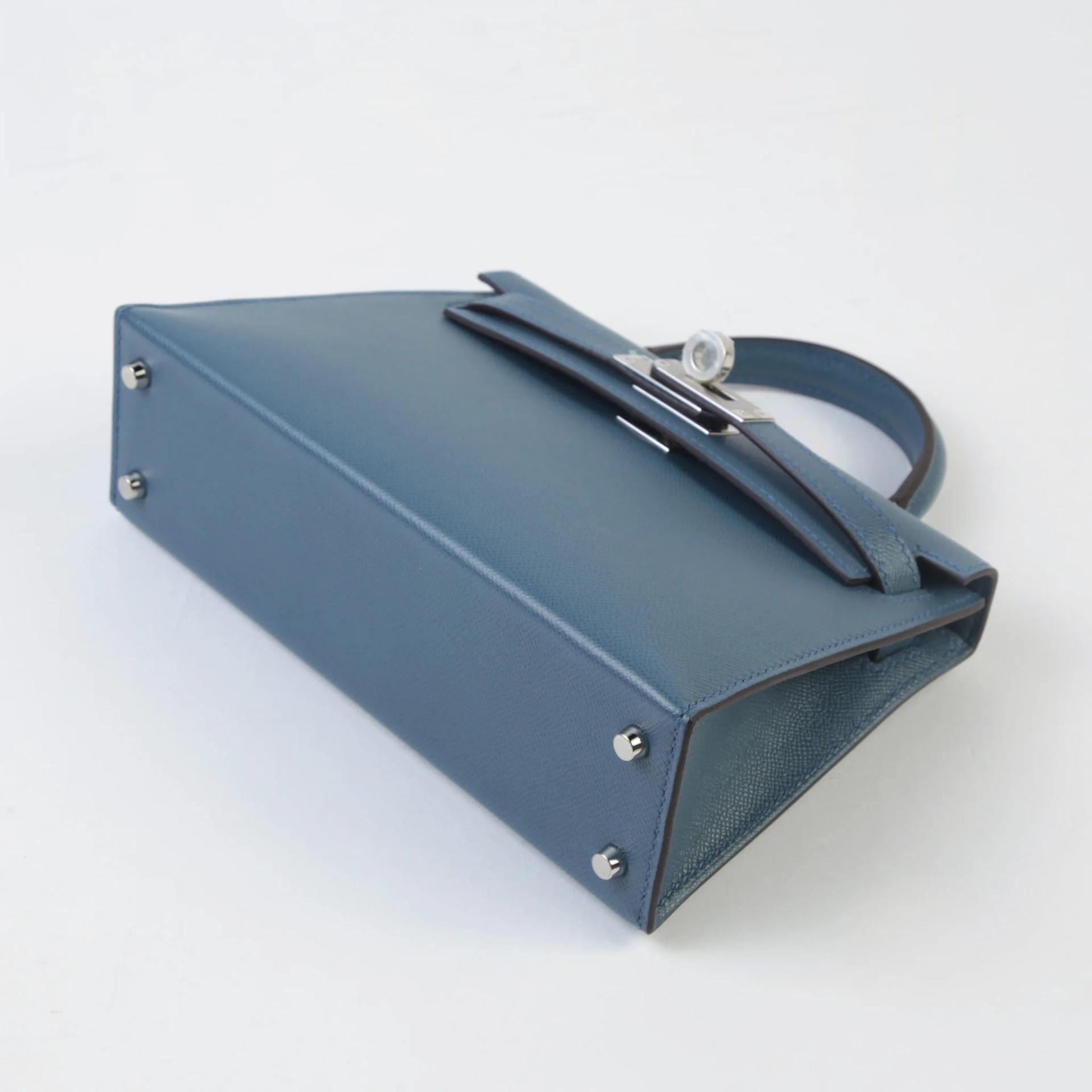 Excellent ( Rank SA ) HERMÈS Mini Kelly II Bleu Tempete (N7) Madame Palladium hardware K (2025) - 5