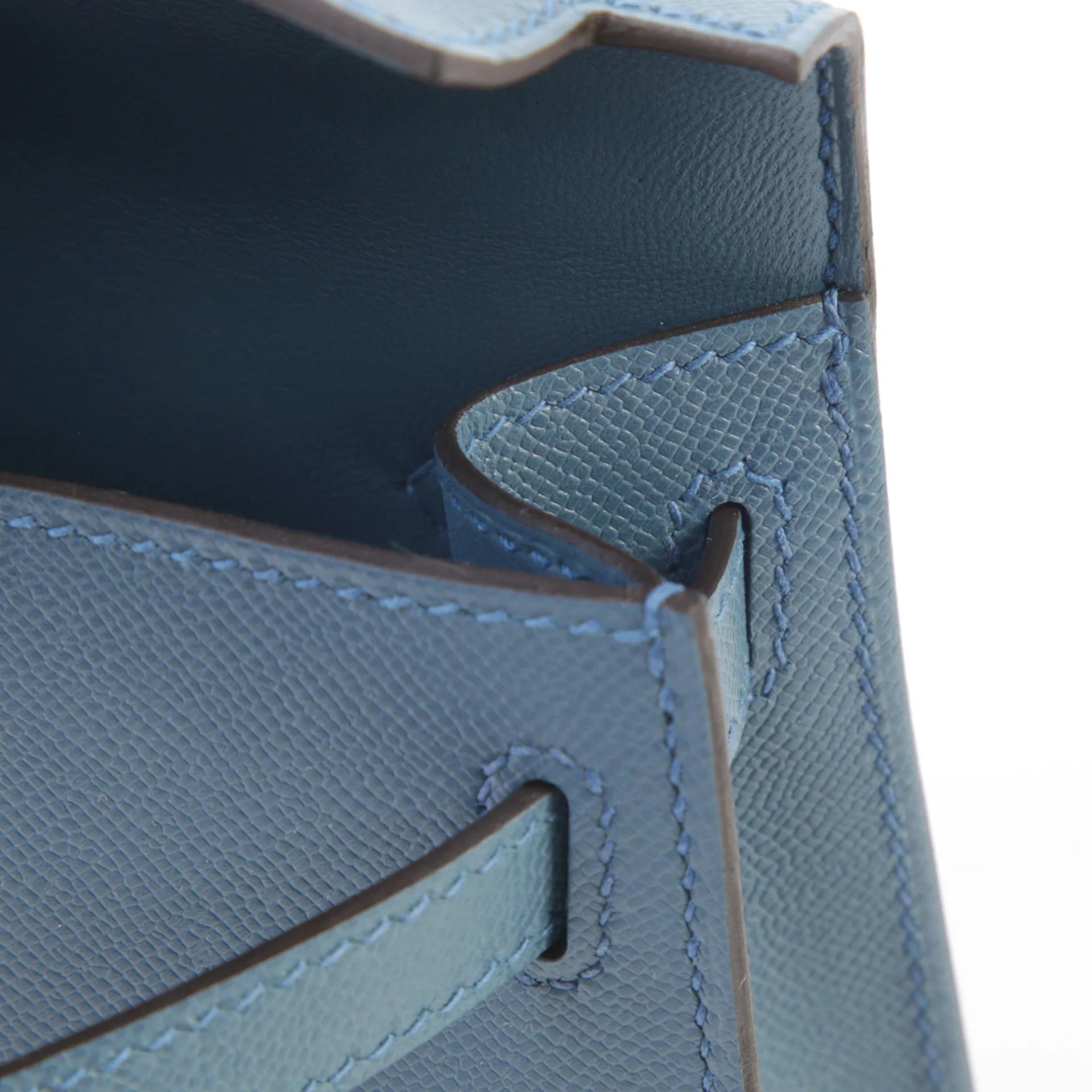 Excellent ( Rank SA ) HERMÈS Mini Kelly II Bleu Tempete (N7) Madame Palladium hardware K (2025) - 12