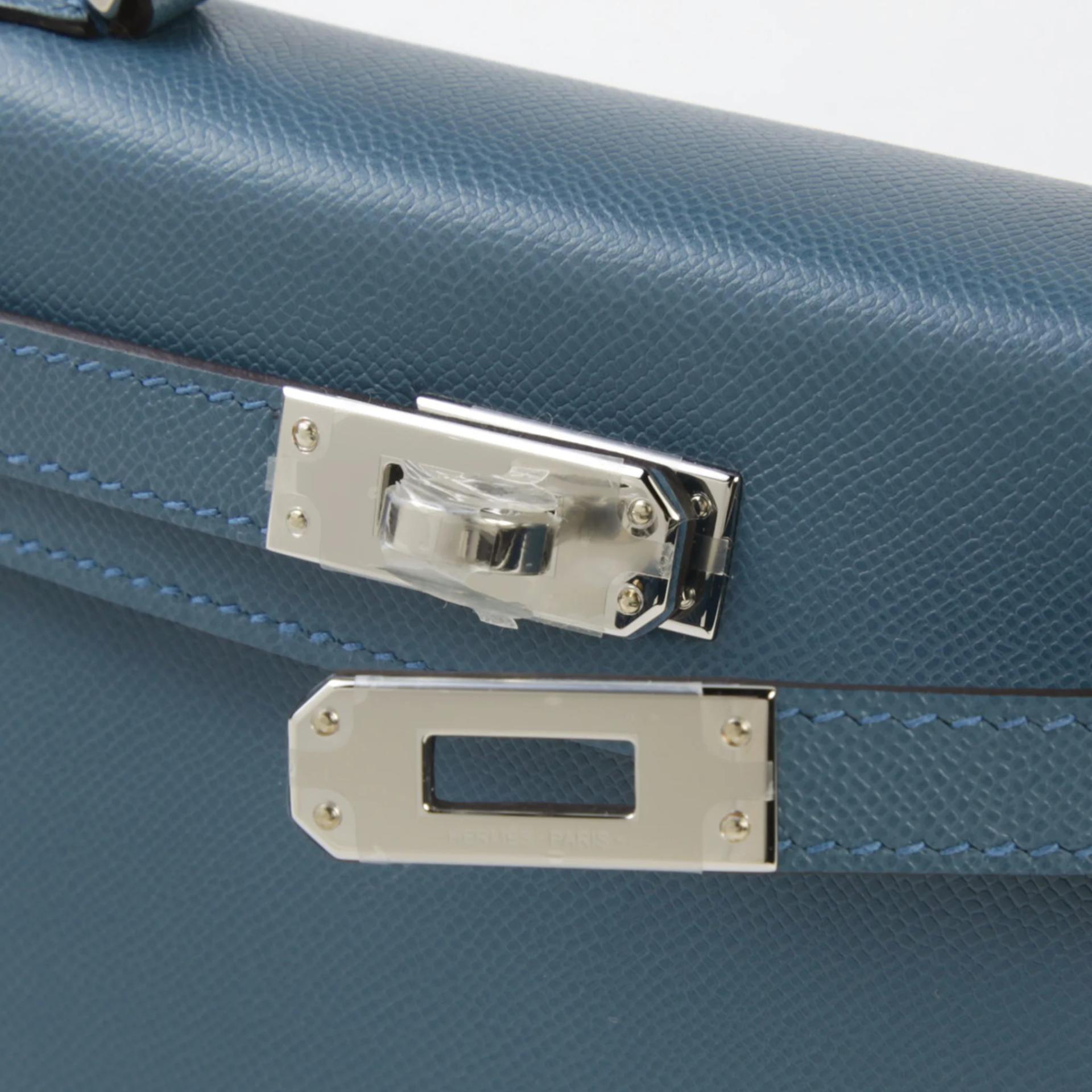 Excellent ( Rank SA ) HERMÈS Mini Kelly II Bleu Tempete (N7) Madame Palladium hardware K (2025) - 8