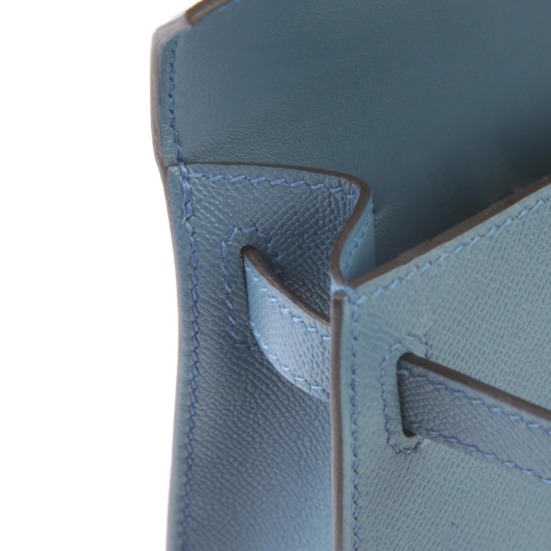 Excellent ( Rank SA ) HERMÈS Mini Kelly II Bleu Tempete (N7) Madame Palladium hardware K (2025) - 13