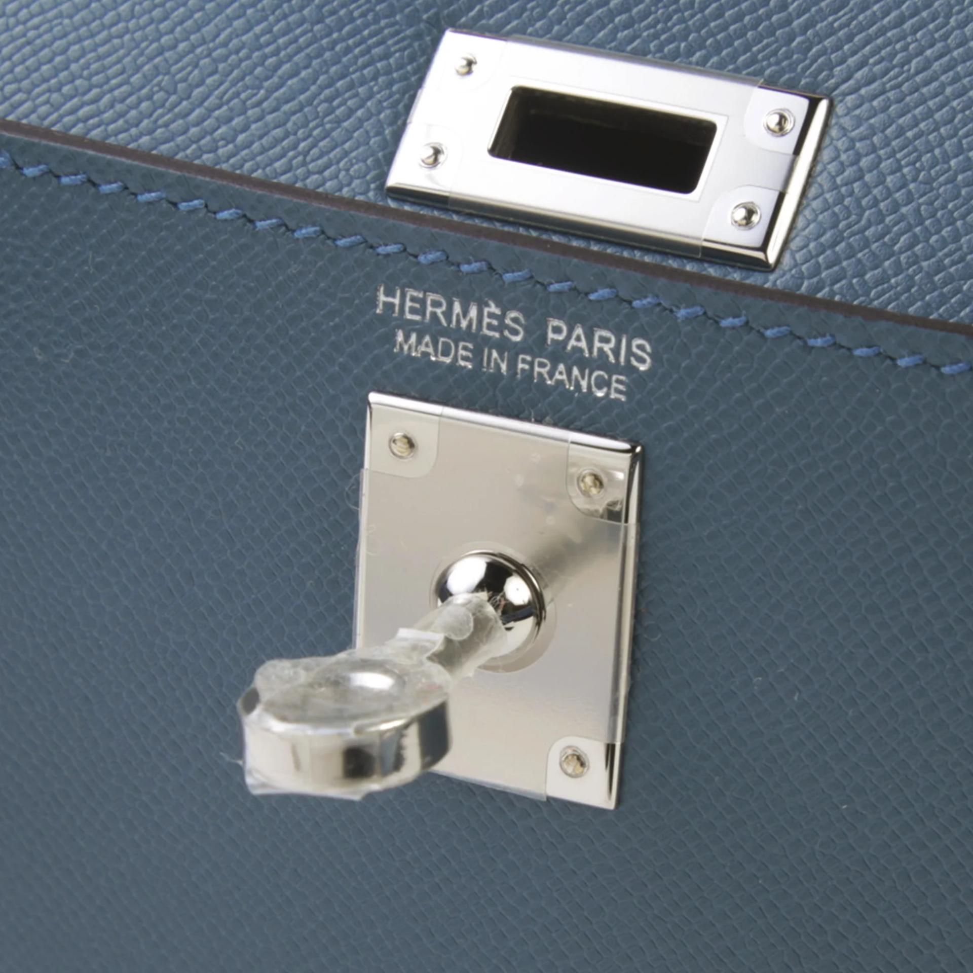 Excellent ( Rank SA ) HERMÈS Mini Kelly II Bleu Tempete (N7) Madame Palladium hardware K (2025) - 9