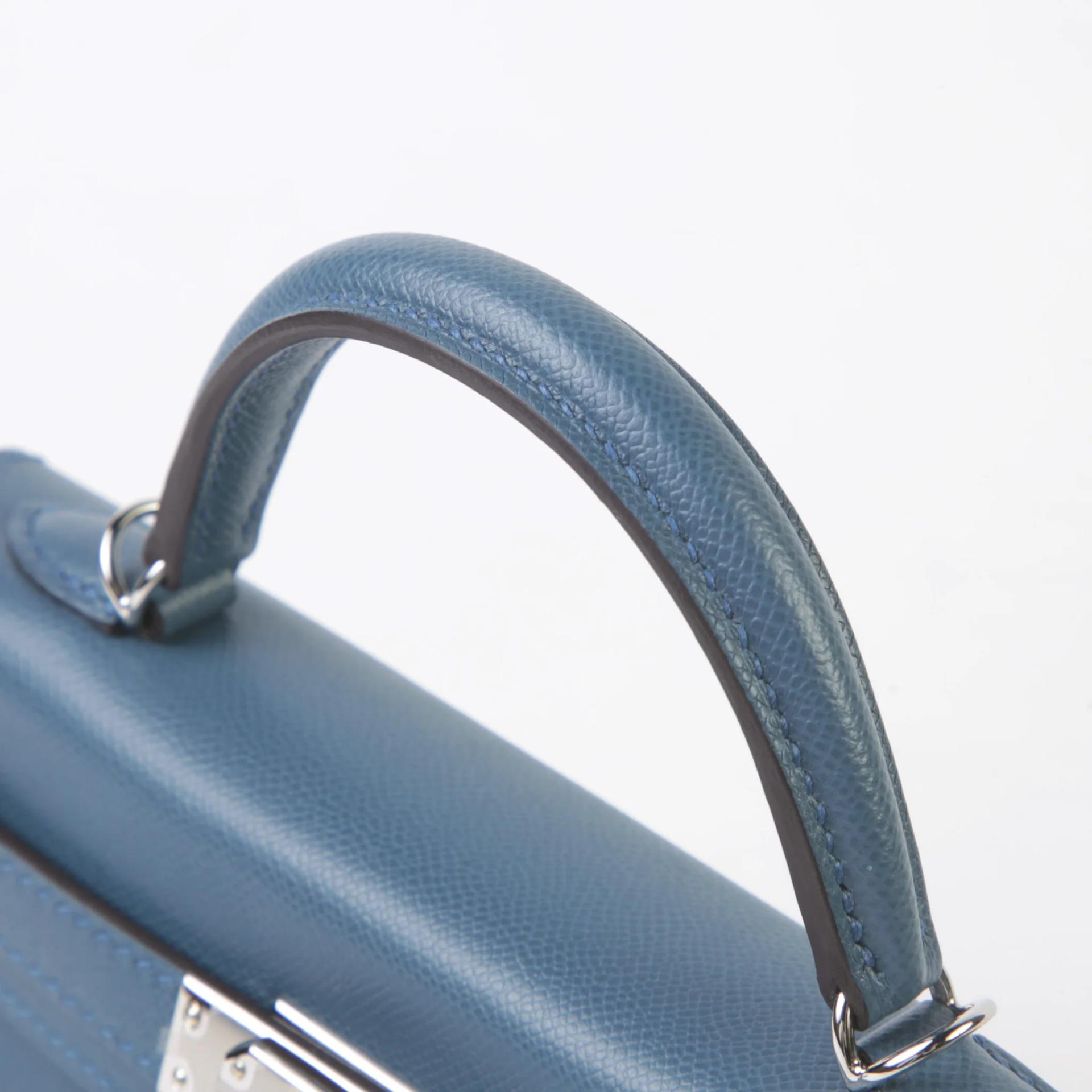 Excellent ( Rank SA ) HERMÈS Mini Kelly II Bleu Tempete (N7) Madame Palladium hardware K (2025) - 3