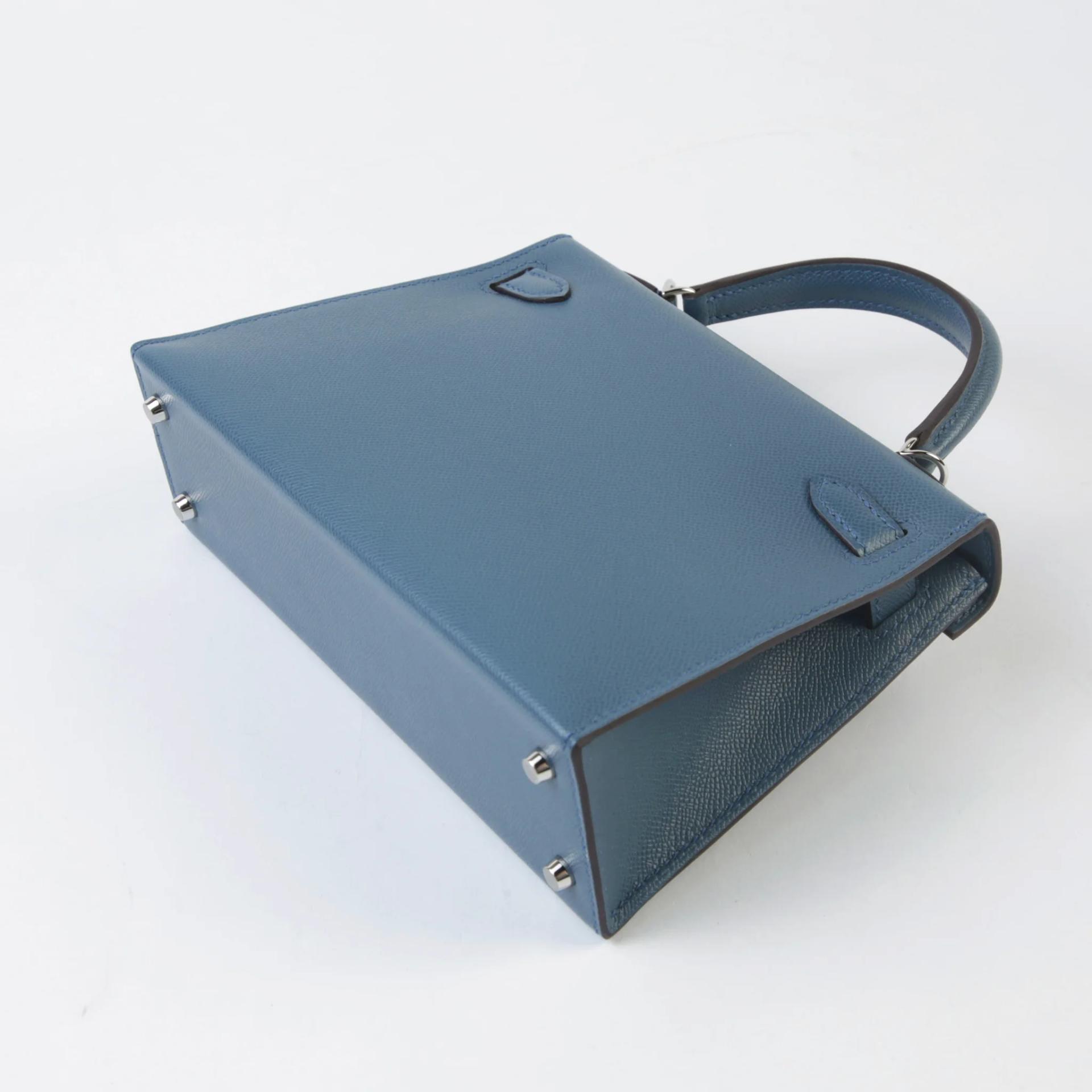 Excellent ( Rank SA ) HERMÈS Mini Kelly II Bleu Tempete (N7) Madame Palladium hardware K (2025) - 7