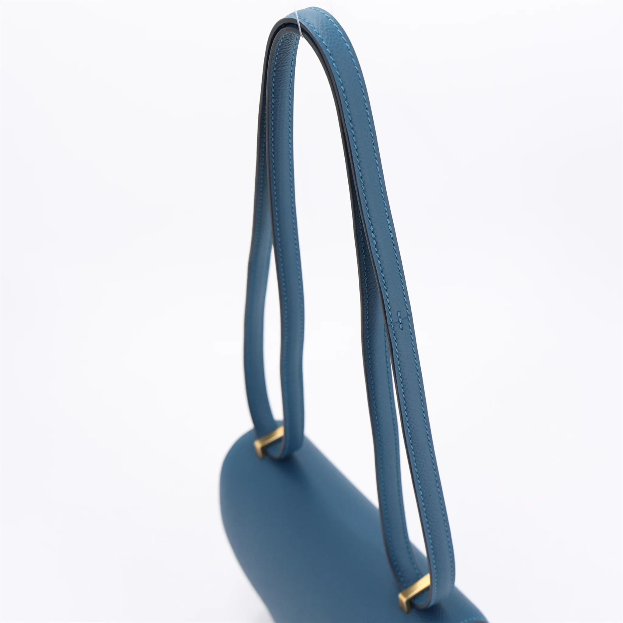 Brand New ( Rank N ) HERMÈS Constance Mini Bleu Thalassa (7A) Epsom Gold hardware K (2025) - 3