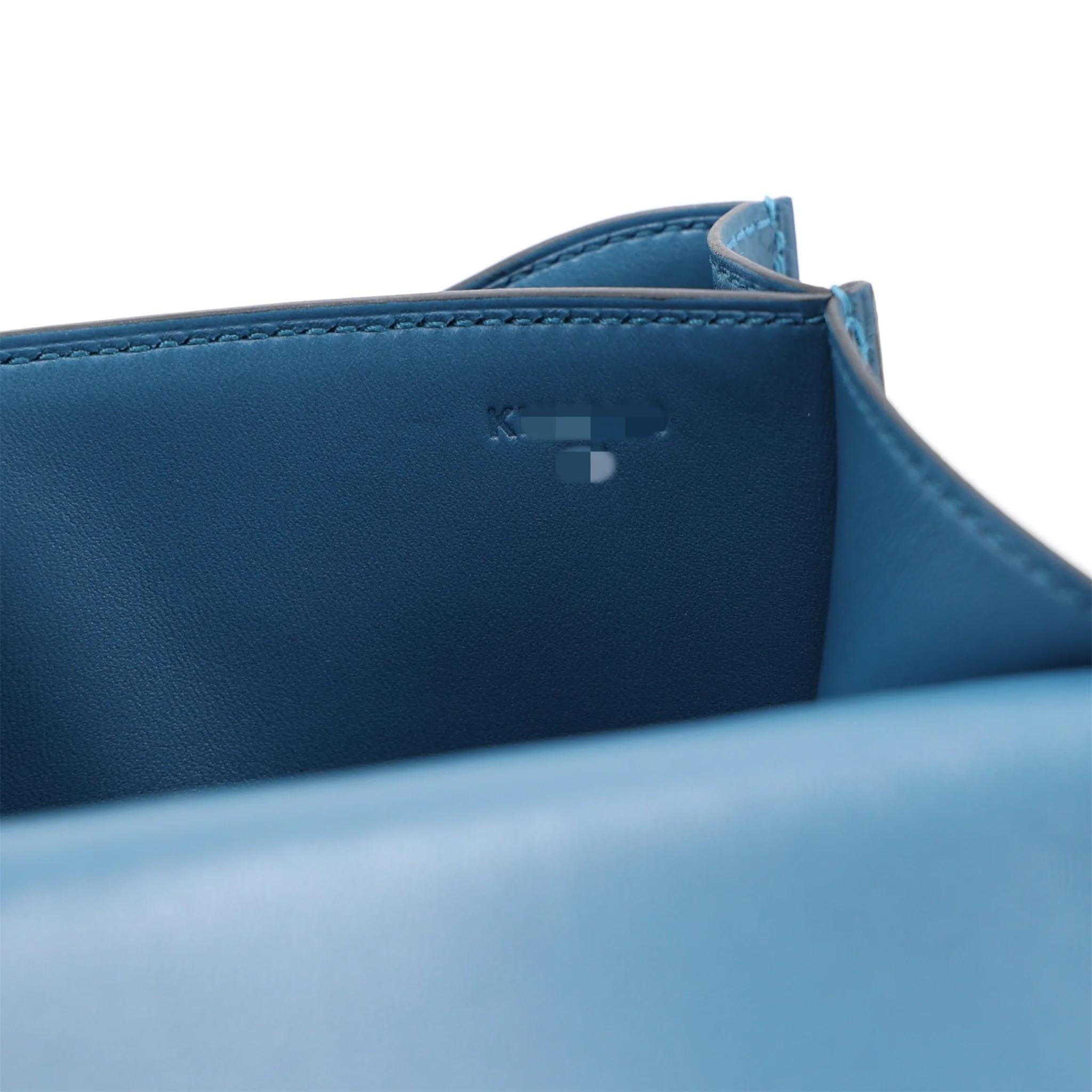 Brand New ( Rank N ) HERMÈS Constance Mini Bleu Thalassa (7A) Epsom Gold hardware K (2025) - 17