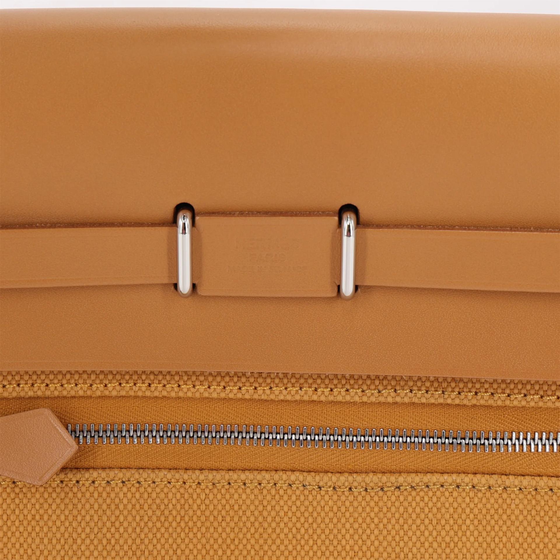 Excellent ( Rank SA ) HERMÈS Herbag Zip Mini 20 Natural Sable (21) Toile H canvas Vache Hunter Palladium hardware K (2025) - 15