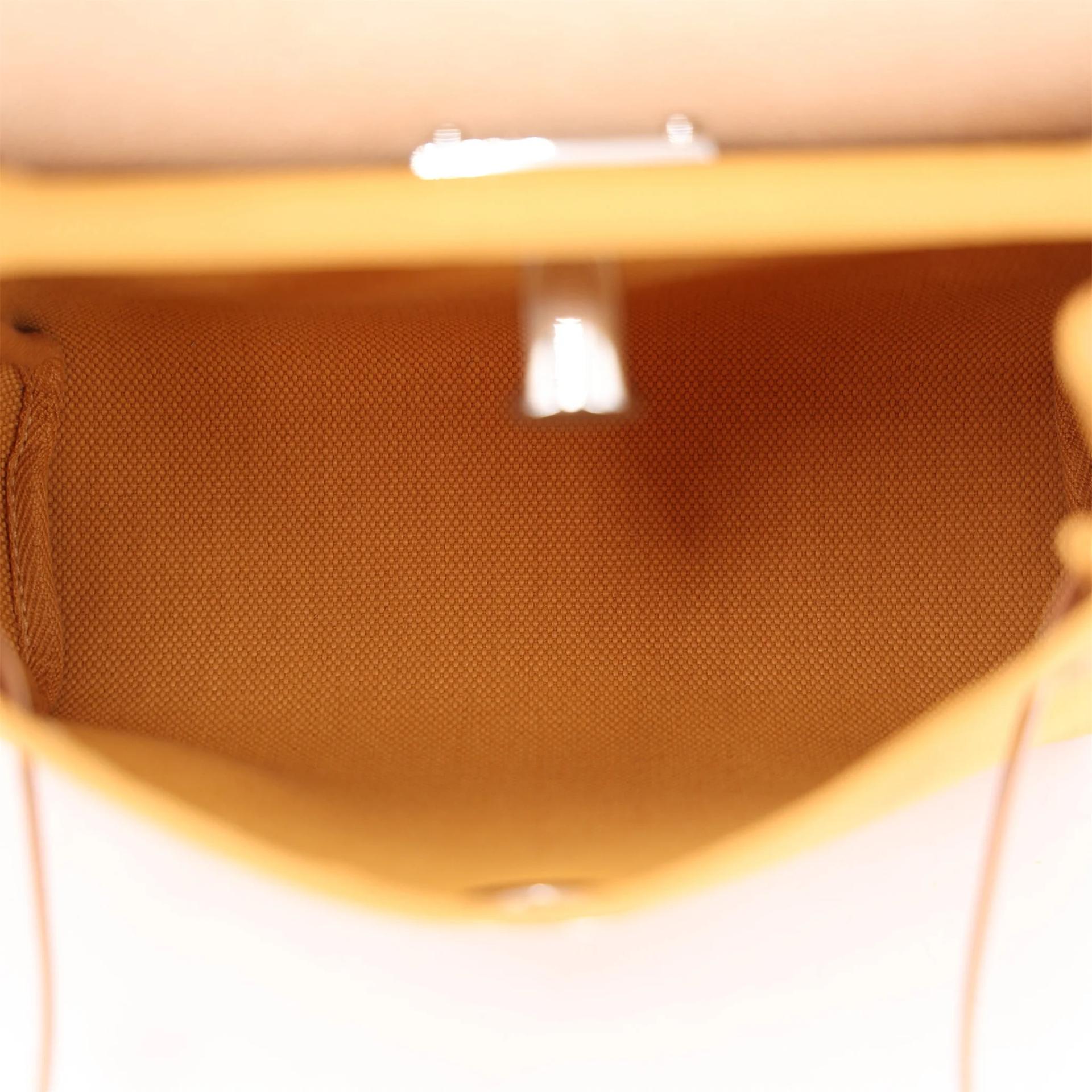 Excellent ( Rank SA ) HERMÈS Herbag Zip Mini 20 Natural Sable (21) Toile H canvas Vache Hunter Palladium hardware K (2025) - 12